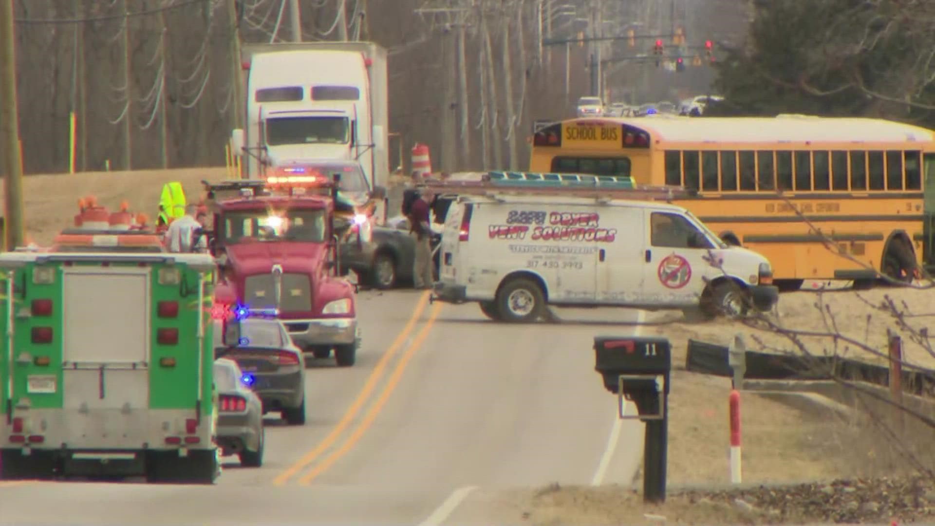 One person is in critical condition after a crash involving an Avon Community Schools bus.