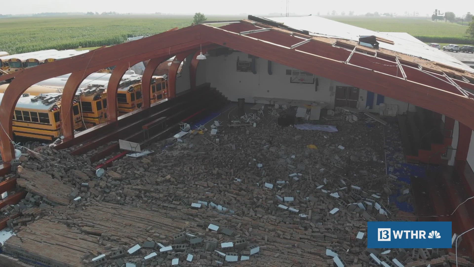 The Frankton-Lapel Administration Building was among the reports of damage as severe weather rolled through Monday night.