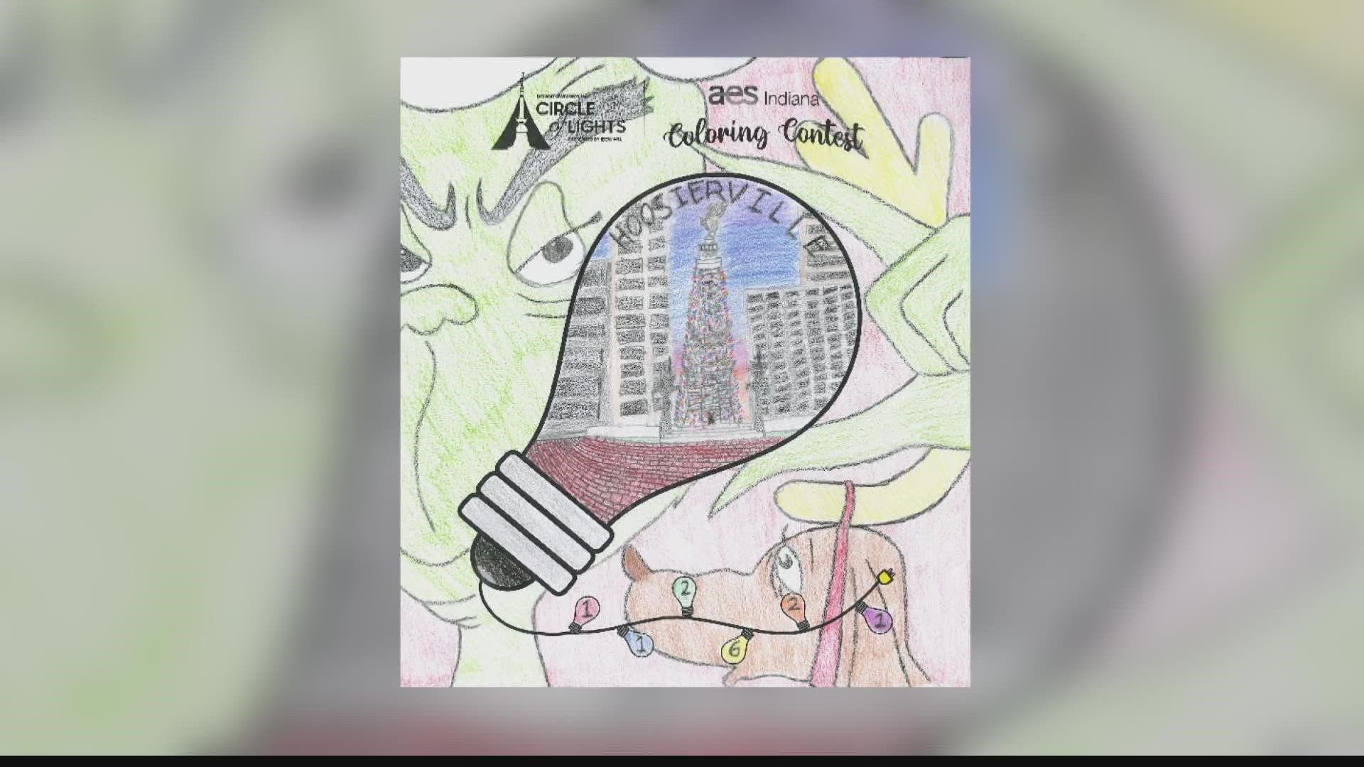 Chuck Lofton revealed the Circle of Lights Coloring Contest winner Monday on Monument Circle live on 13News at Noon.