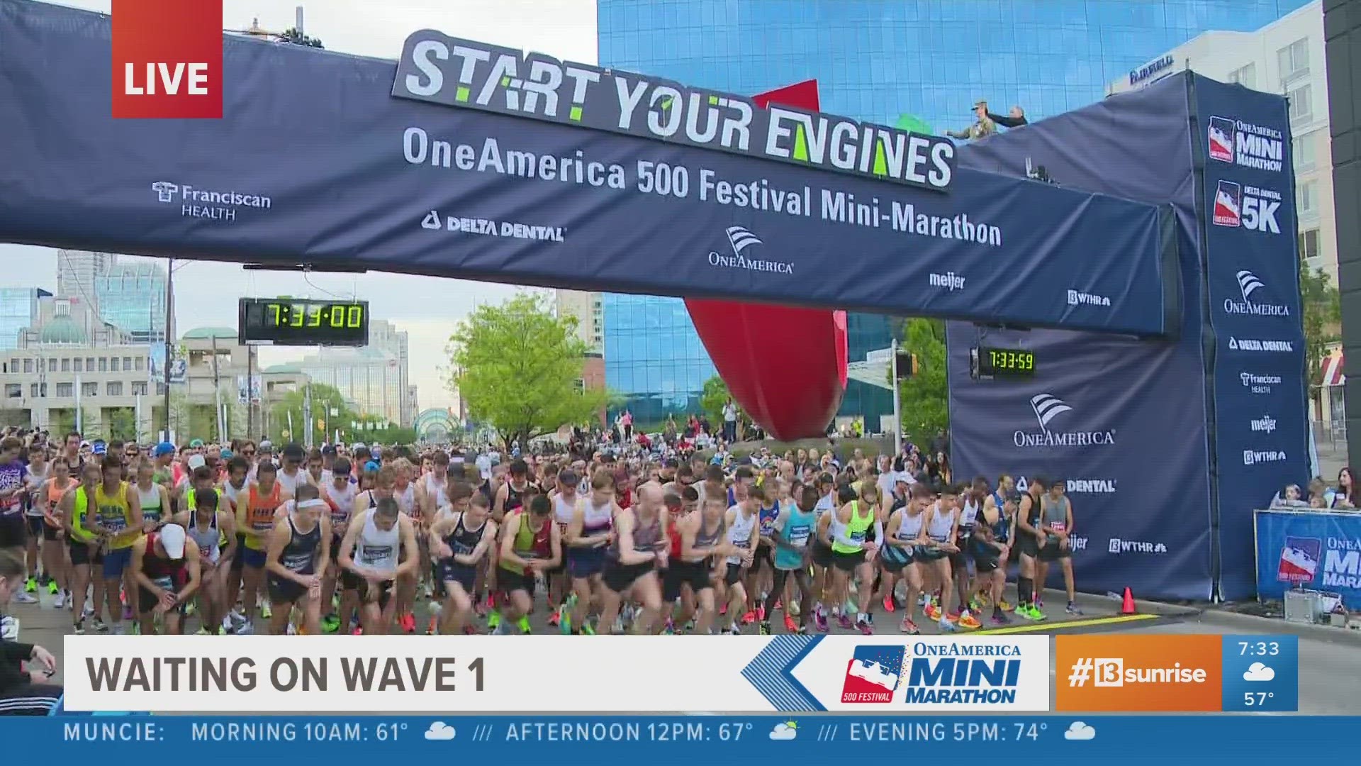 The elite runners started in Wave 1 of the 500 Festival Mini Marathon.
