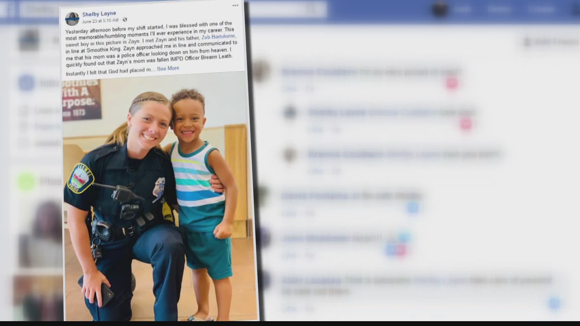 Carmel Police Officer Shelby Jellison recently met Zayn, Officer Leath's son.