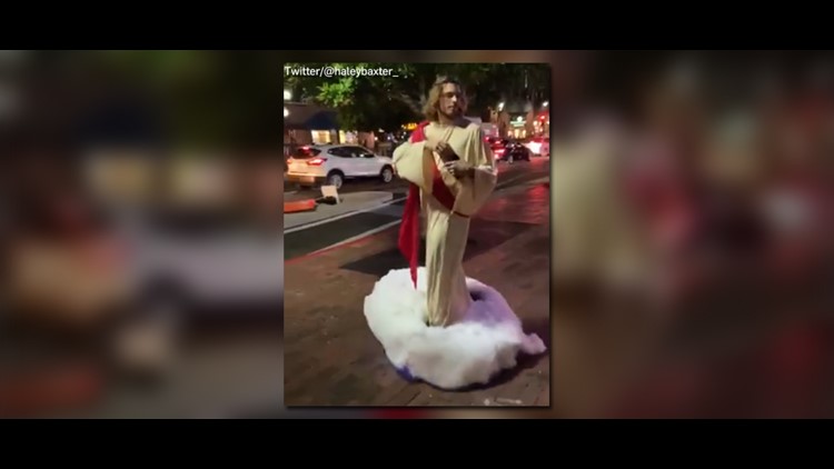 Jesus' gives a man bread in a viral Halloween video in Tempe 