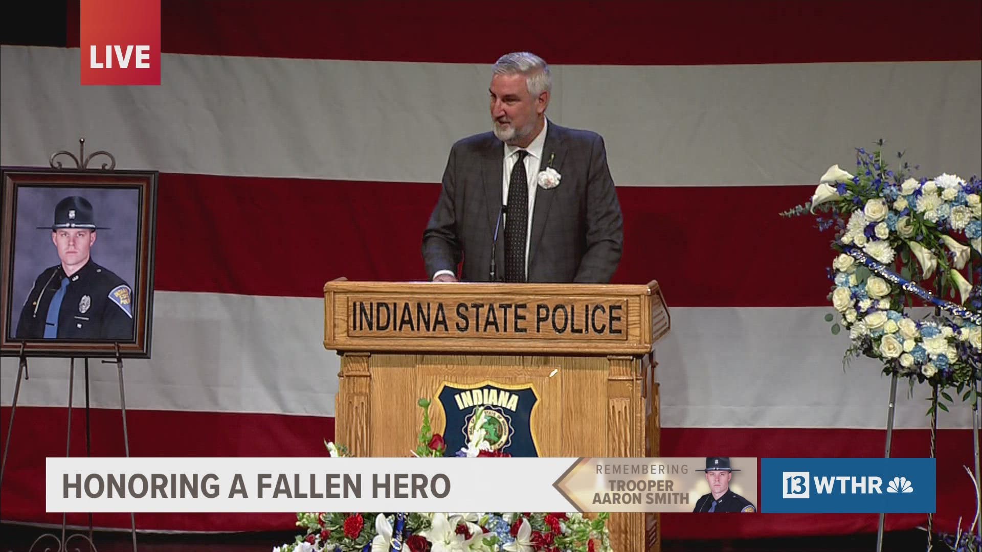 "I plead that we never take for granted the kind of humble Hoosier heroism Aaron displayed, not just that day.... time and time again," Holcomb said.