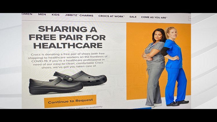 free pair of crocs for healthcare workers