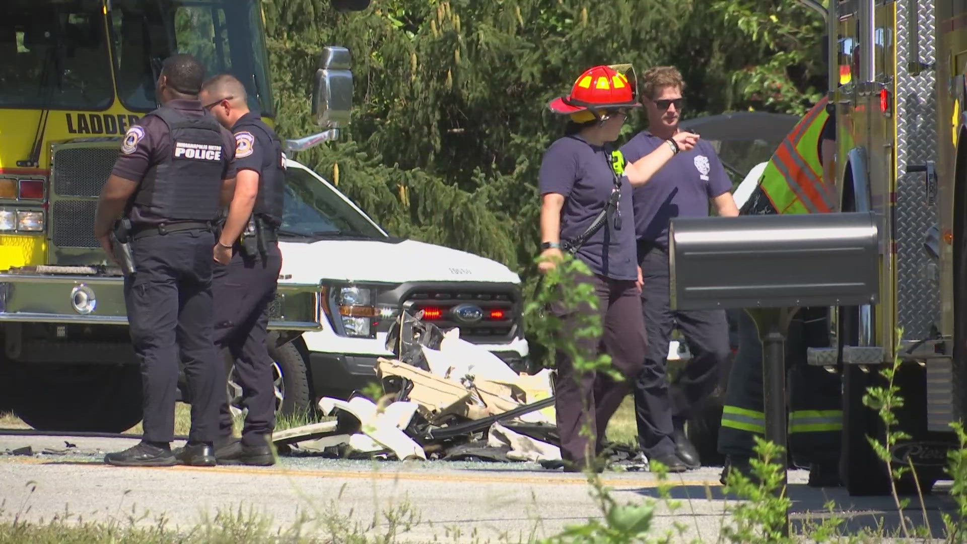 The crash happened just before 1 p.m. Wednesday at the intersection of North High School Road and West 46th Street.