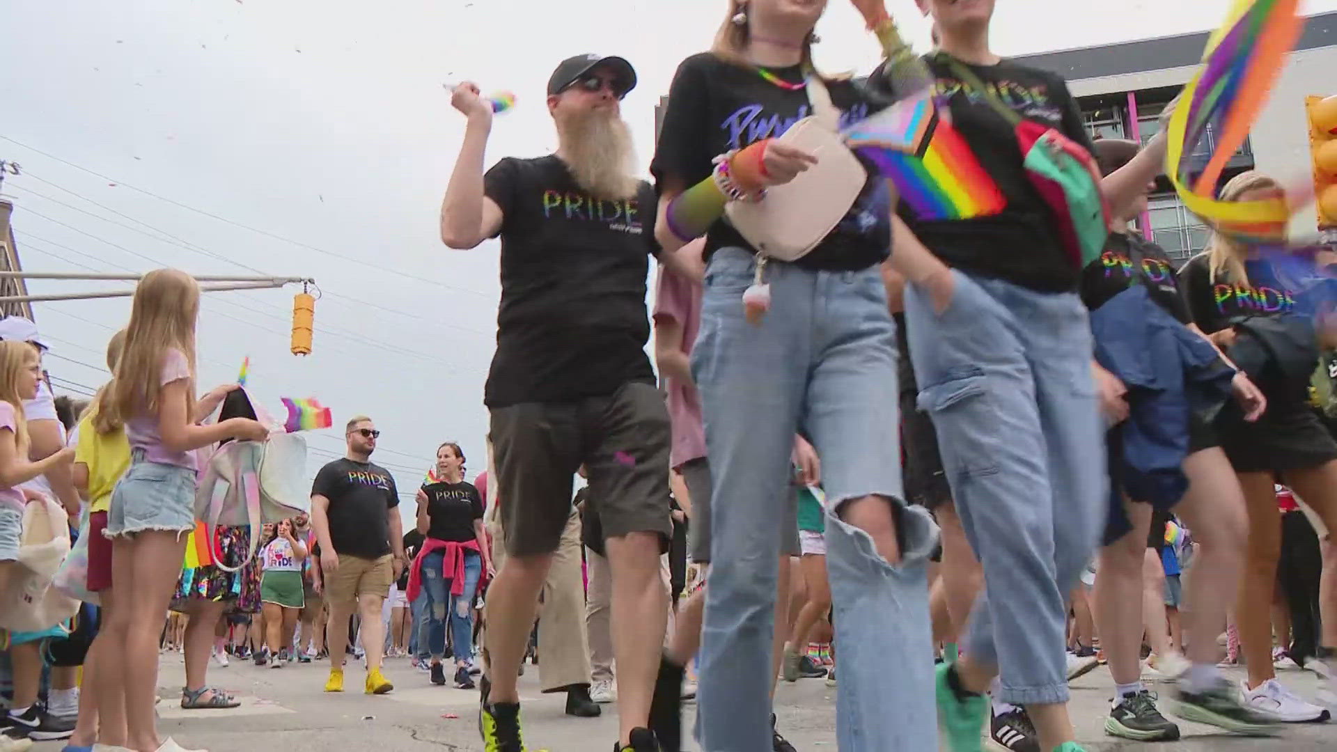 13News reporter Anna Chalker reports from Mass Ave during the 2024 Indy Pride Parade.