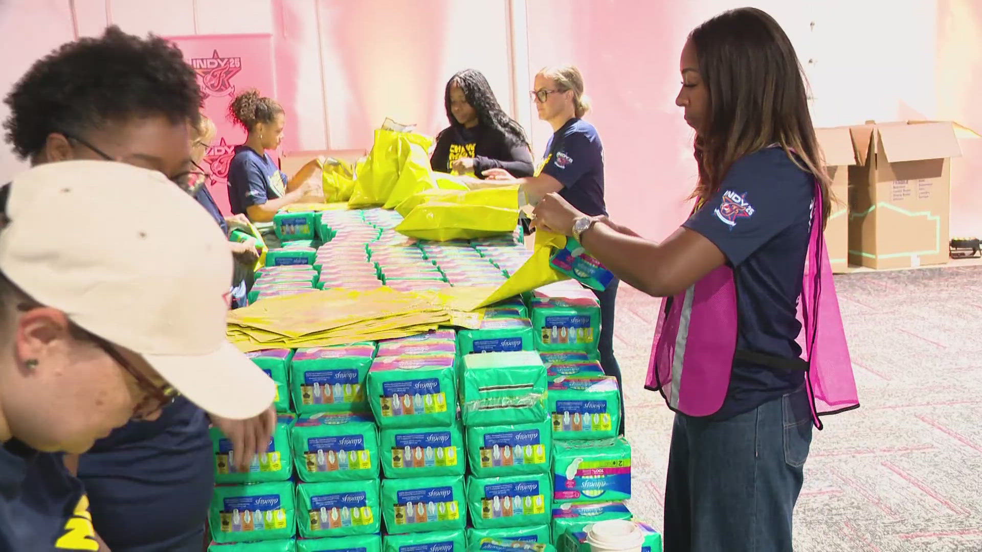 Among those who put the packs together were current WNBA players, commissioner Cathy Engelbert and former Indiana Fever star Tamika Catchings.
