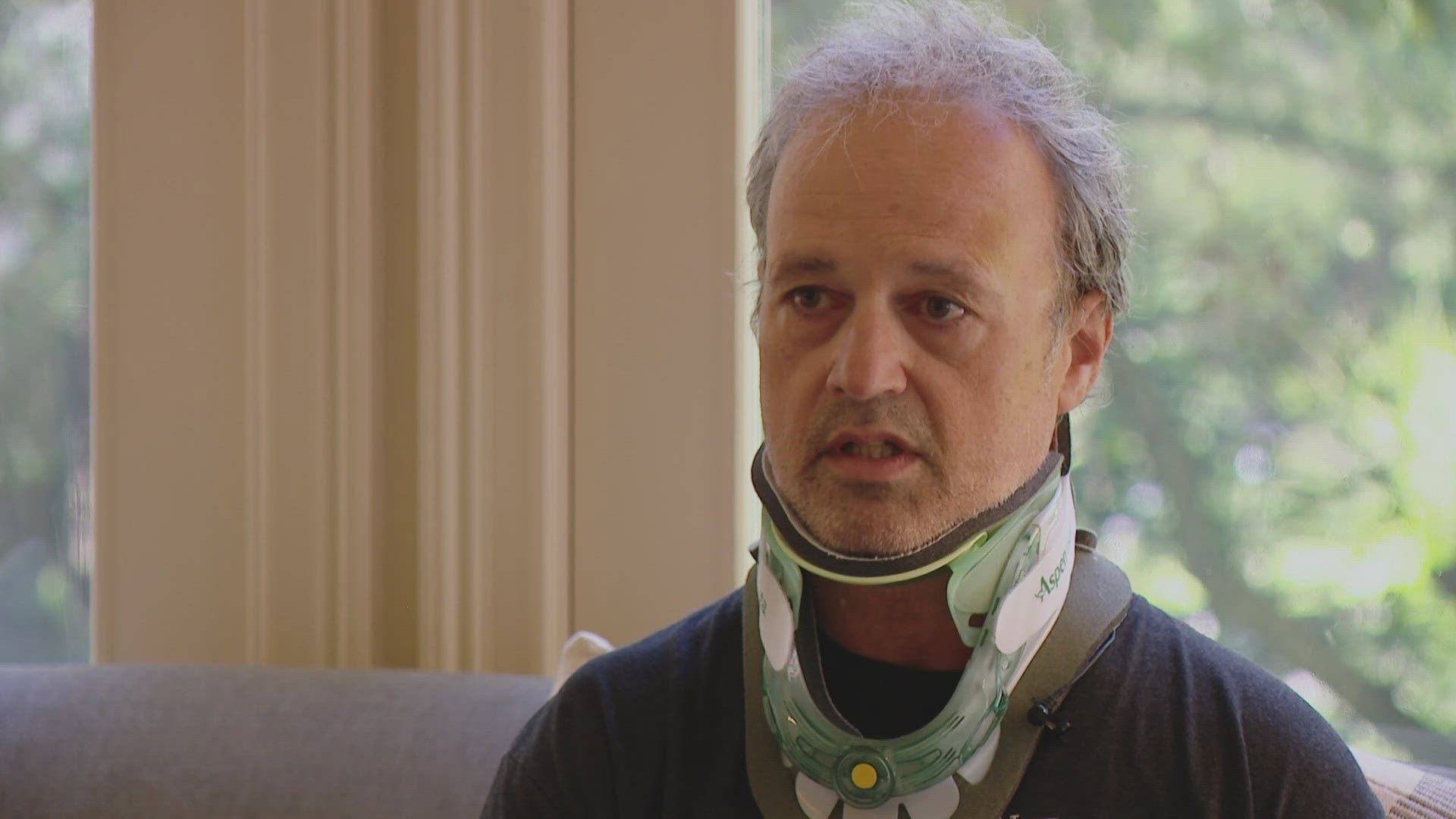 13News reporter Karen Campbell talks with Steve Hershberger, who is recovering from serious injuries after being hurt in a hit-and-run crash.