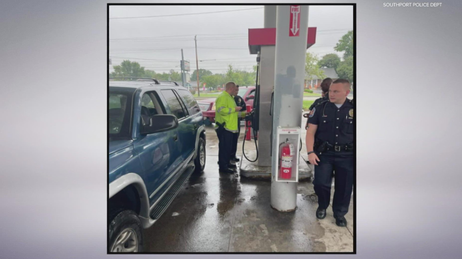 Southport officers fill tanks with donated gas.