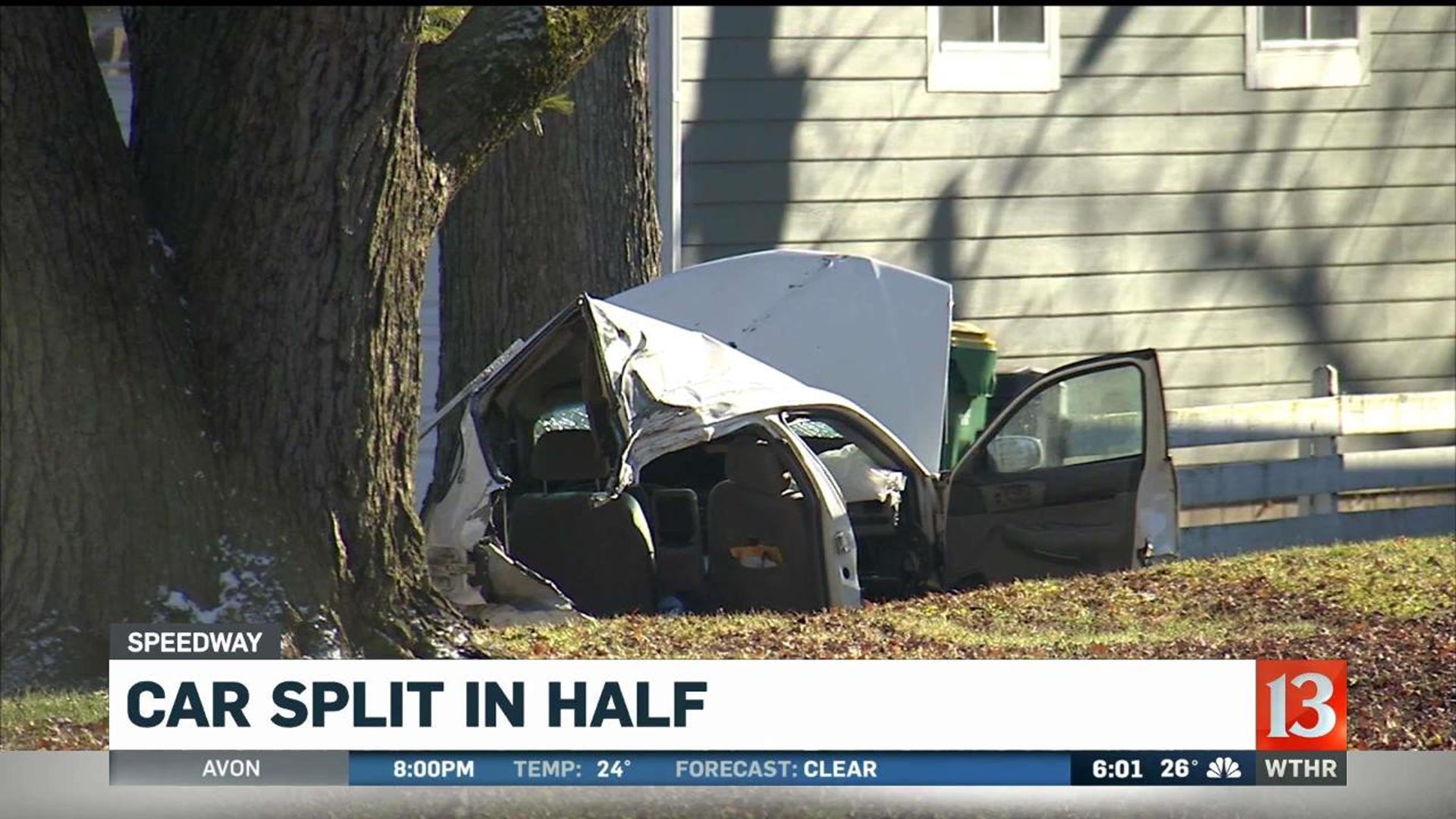 Car splits in half during chase in Speedway | wthr.com
