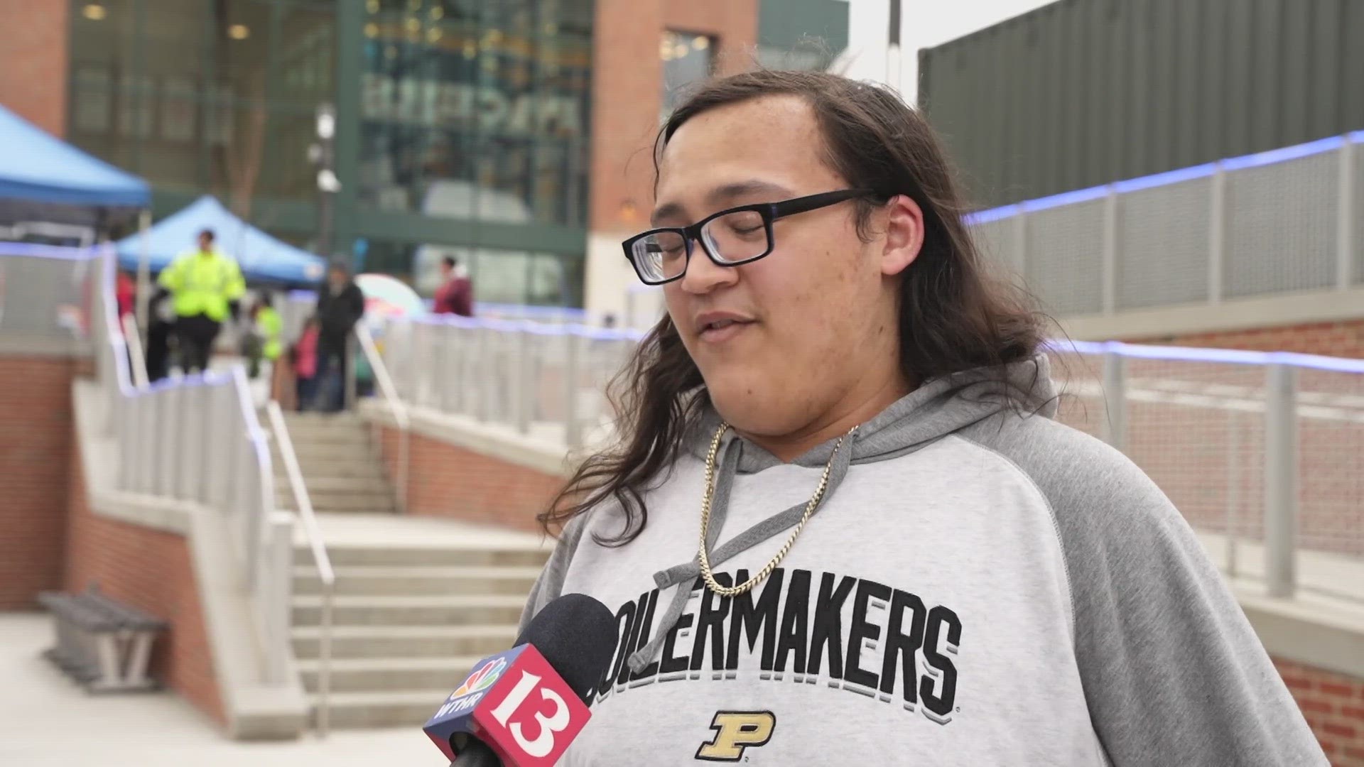 13News reporter Logan Gay reports from Gainbridge Fieldhouse ahead of Purdue's NCAA tournament game against Grambling State.