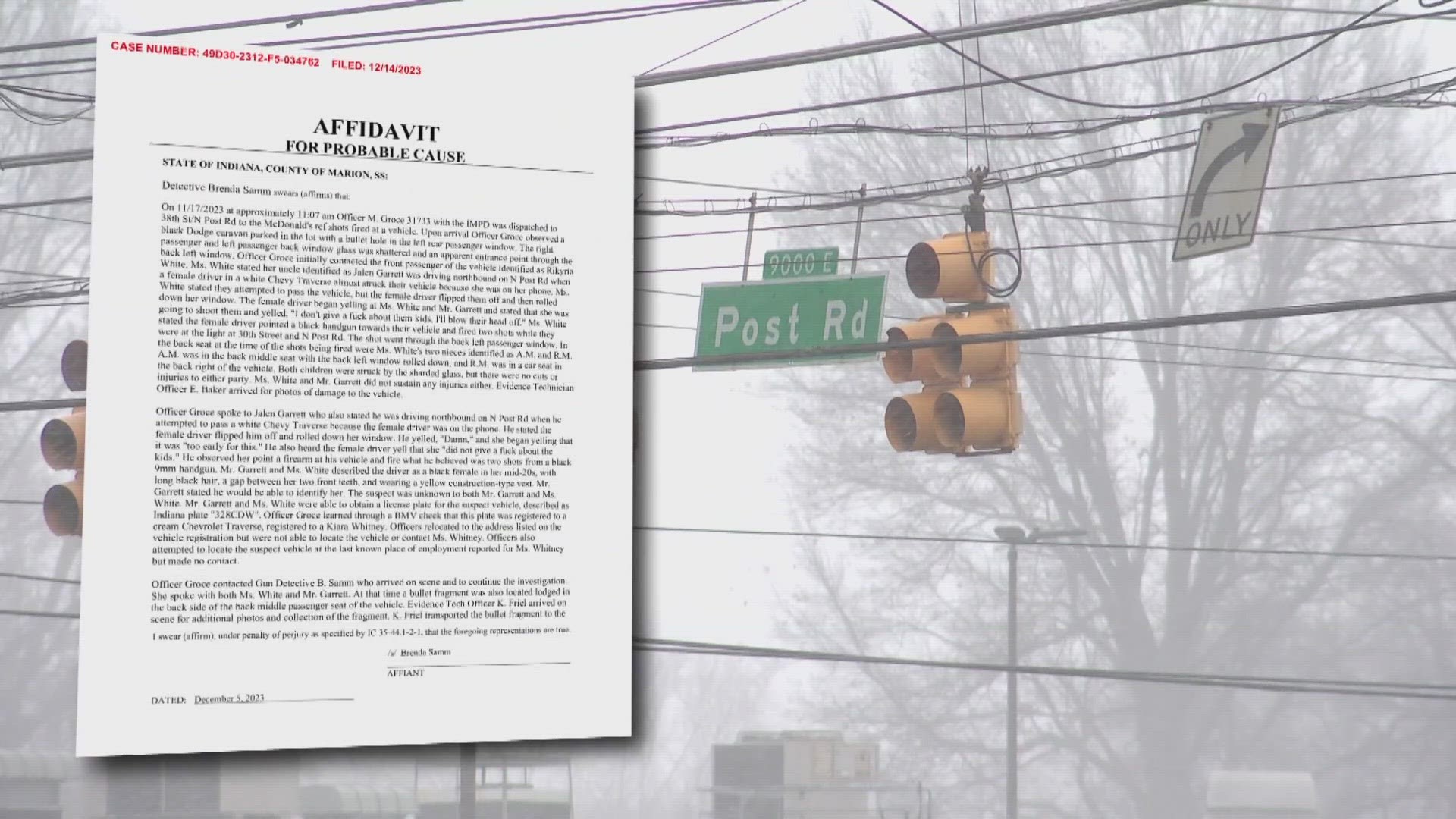 Court records allege Kiara Whitney fired shots into the back seat of a moving car near 30th Street and Post Road in a suspected road rage incident.