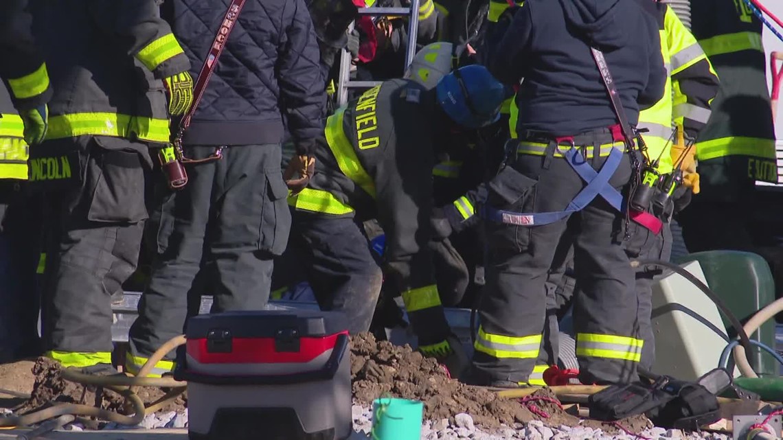 Worker trapped in trench rescued | wthr.com