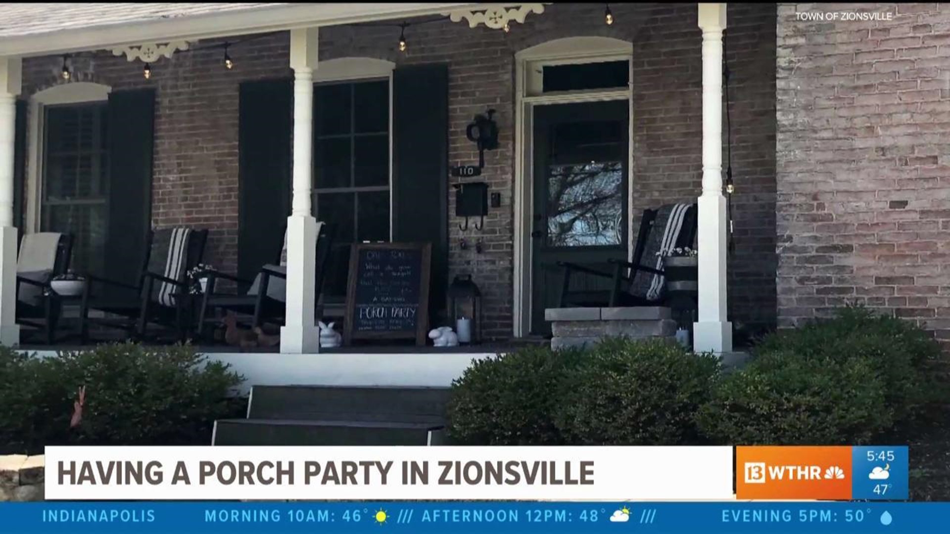 Zionsville hosting 'porch party' Thursday evening