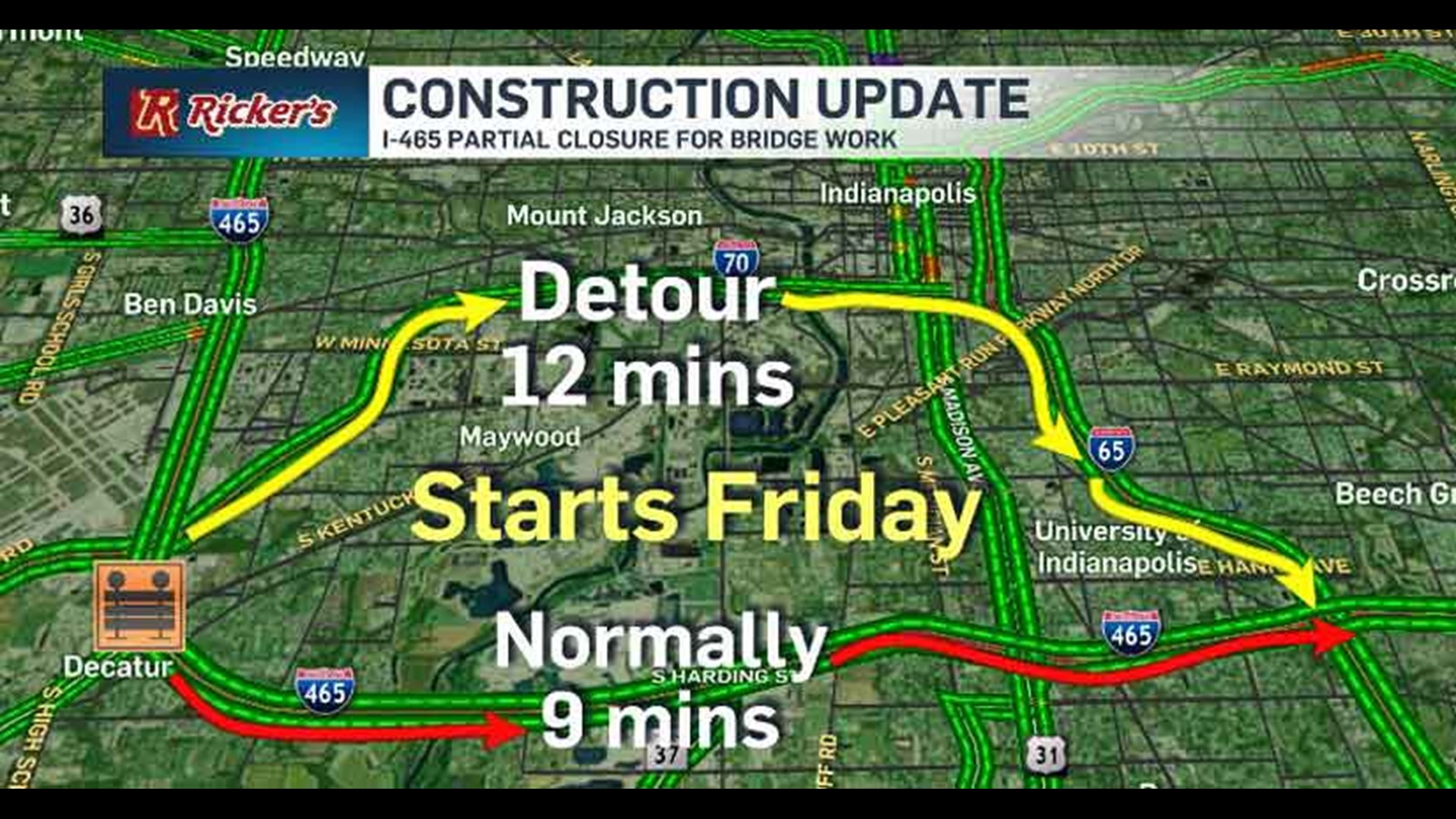 INDOT plans closures of I465 for south side construction