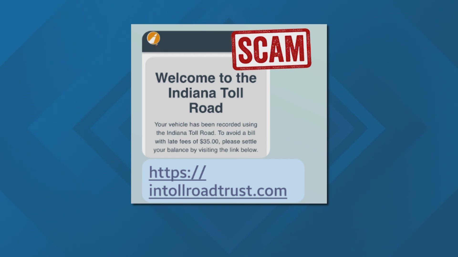 The real toll road office says it dies not notify people about unpaid tolls via text.