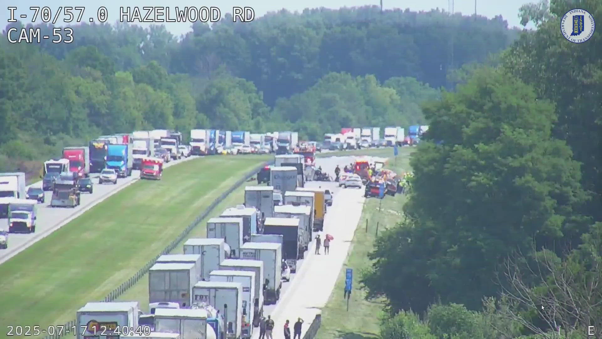 The crash was reported around 12:30 p.m. along eastbound I-70 in Hendricks County.