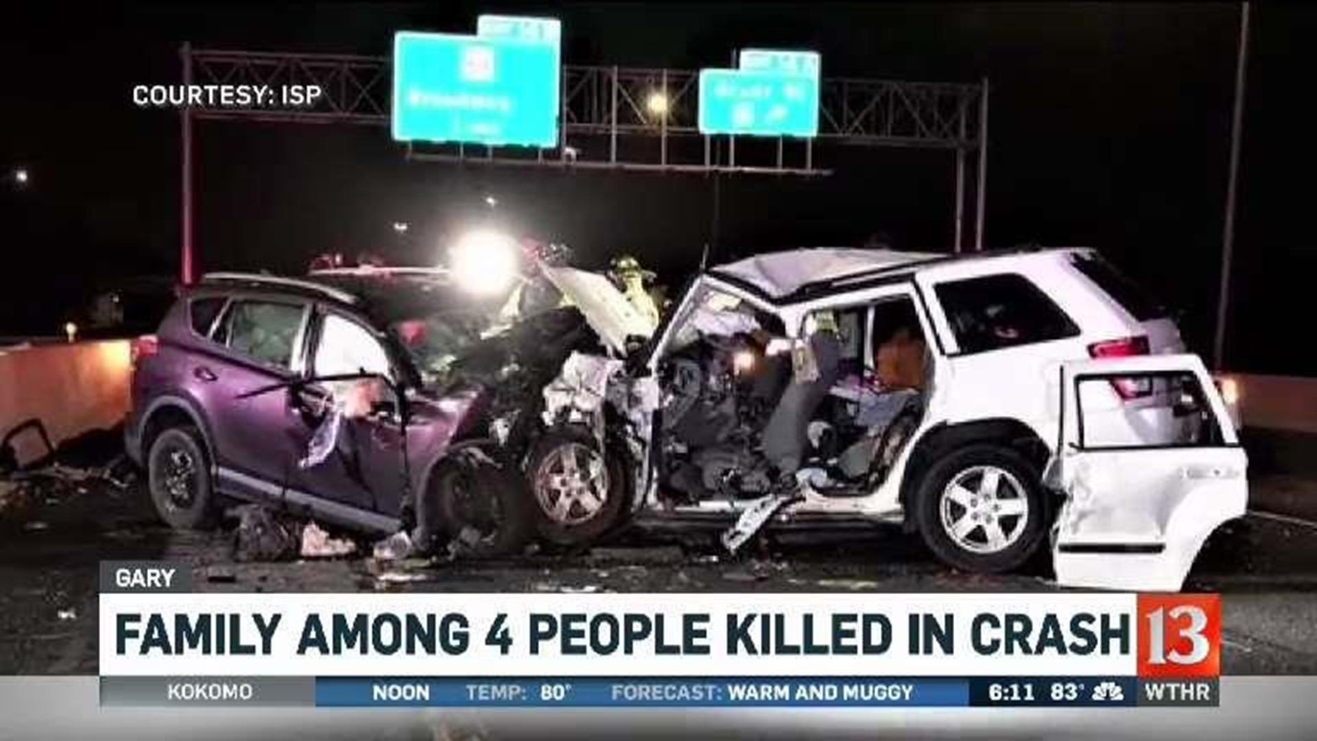 Wrong way crash kills 4 on Indiana Toll Road