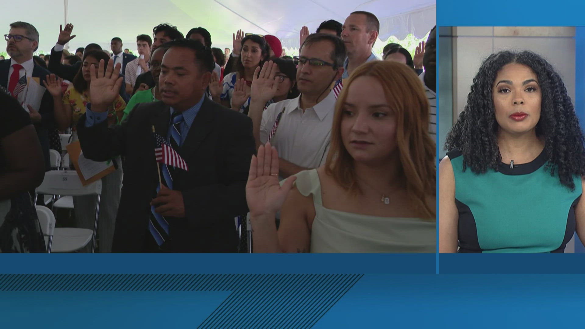 100 people from across the world officially became U-S citizens at the President Benjamin Harrison House in downtown Indianapolis.