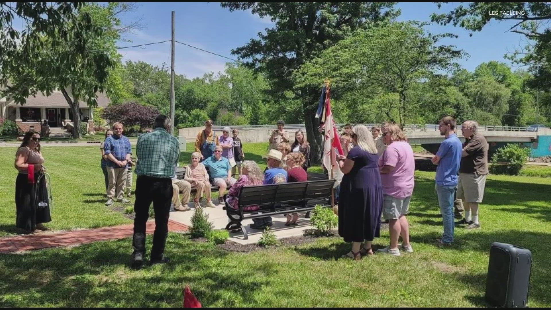 High school senior Braiddinn Plymate made the memorial for his Eagle Scout project.