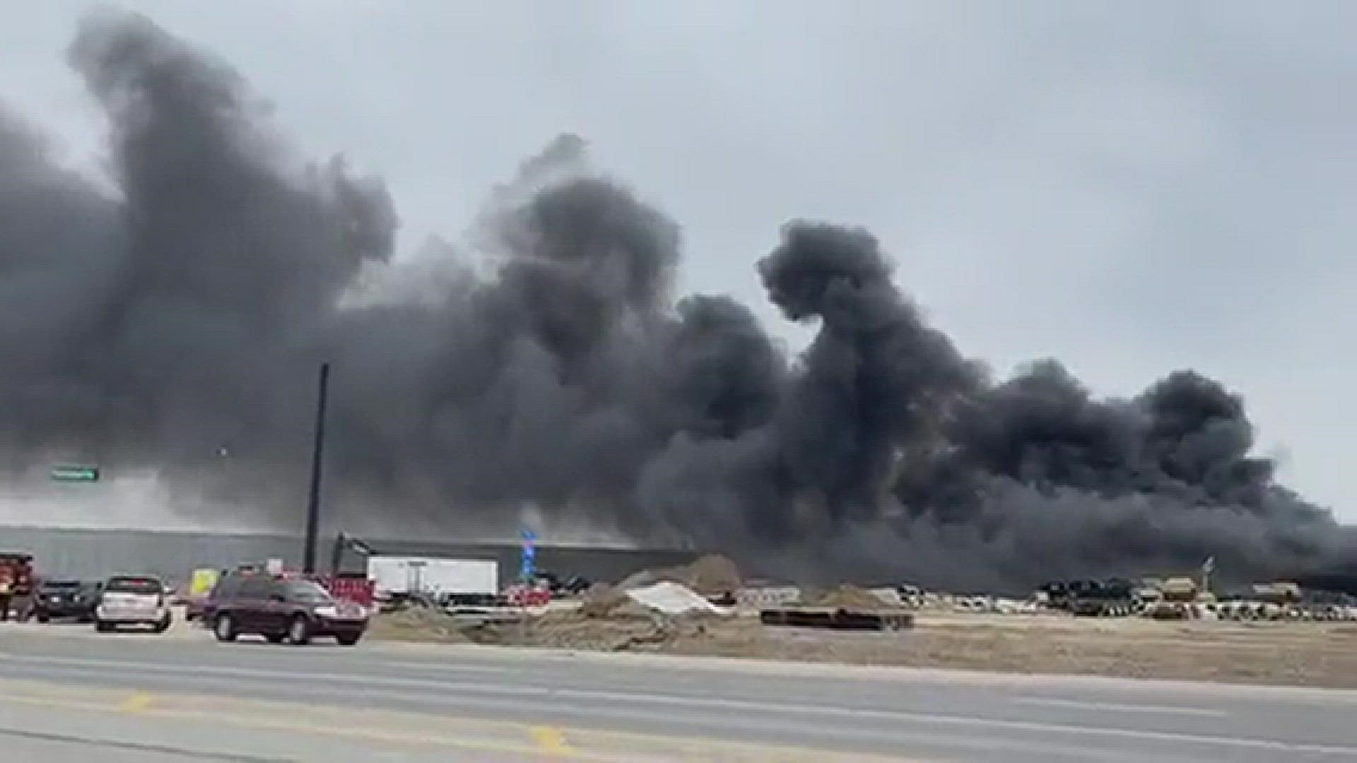 A warehouse that's under construction caught fire in Brownsburg Friday, March 18, 2022.
Credit: Hadley Fruits