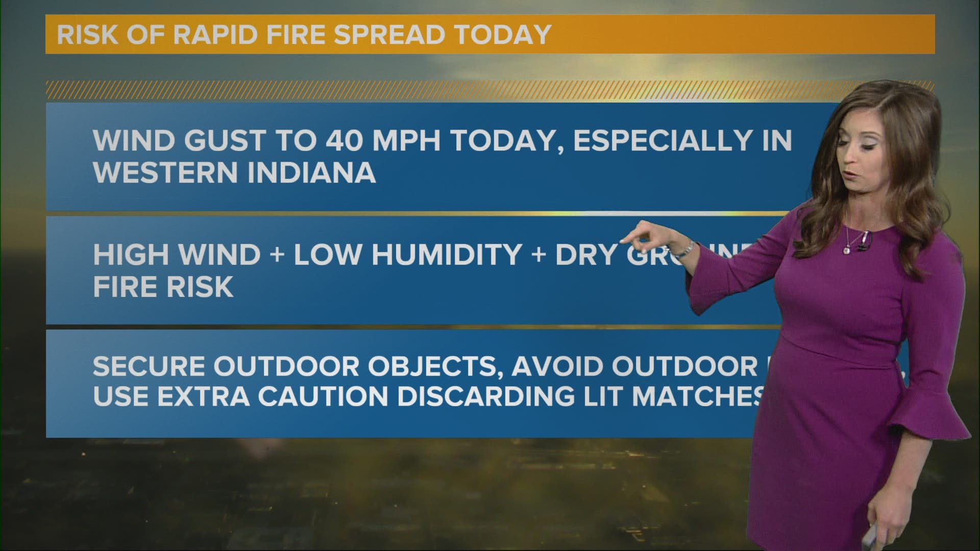 A Red Flag Warning means no outdoor burning due to high risk of spreading fire.