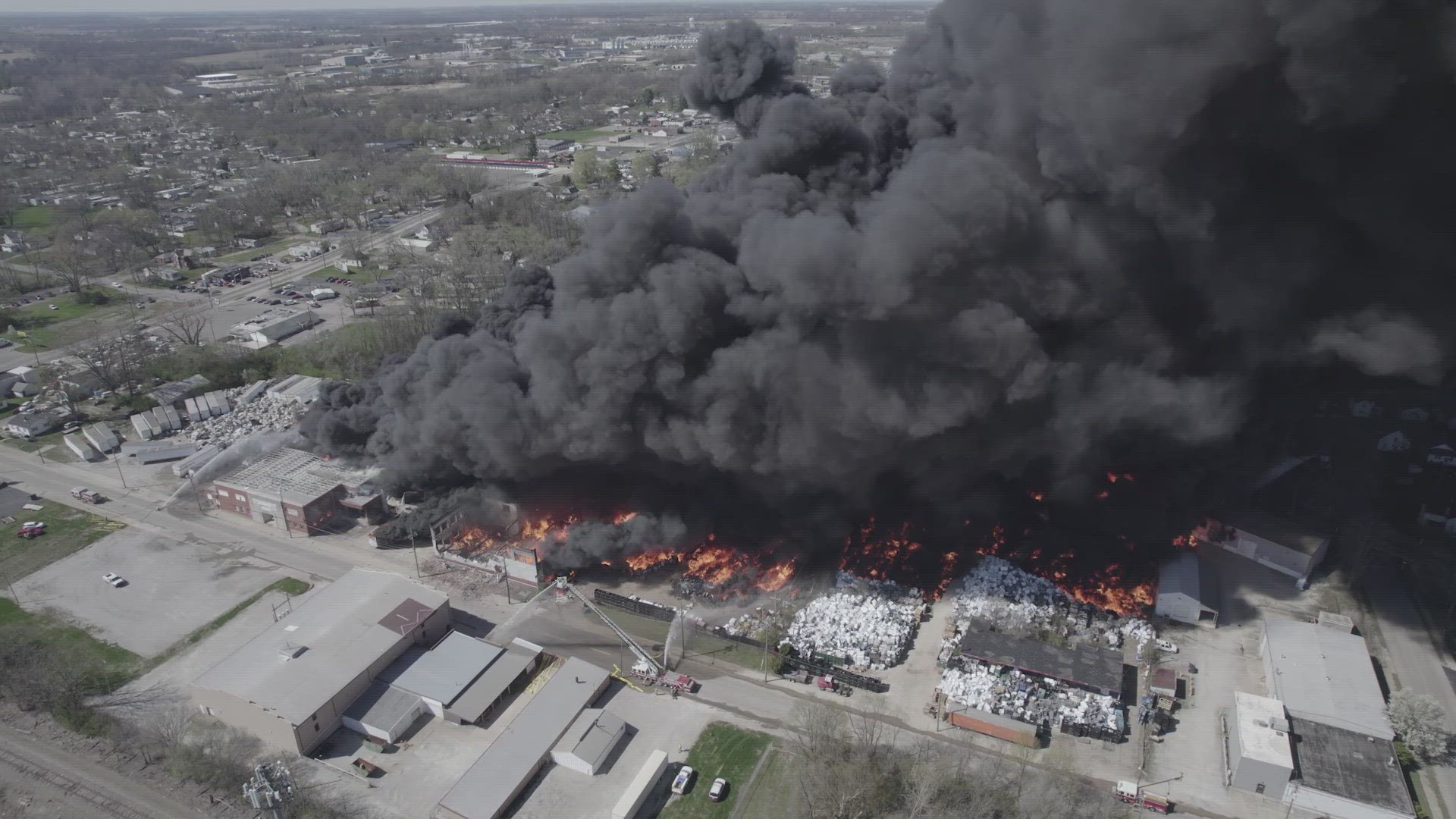 Several departments are battling a large warehouse fire in Wayne County. Credit: Kevin Shook