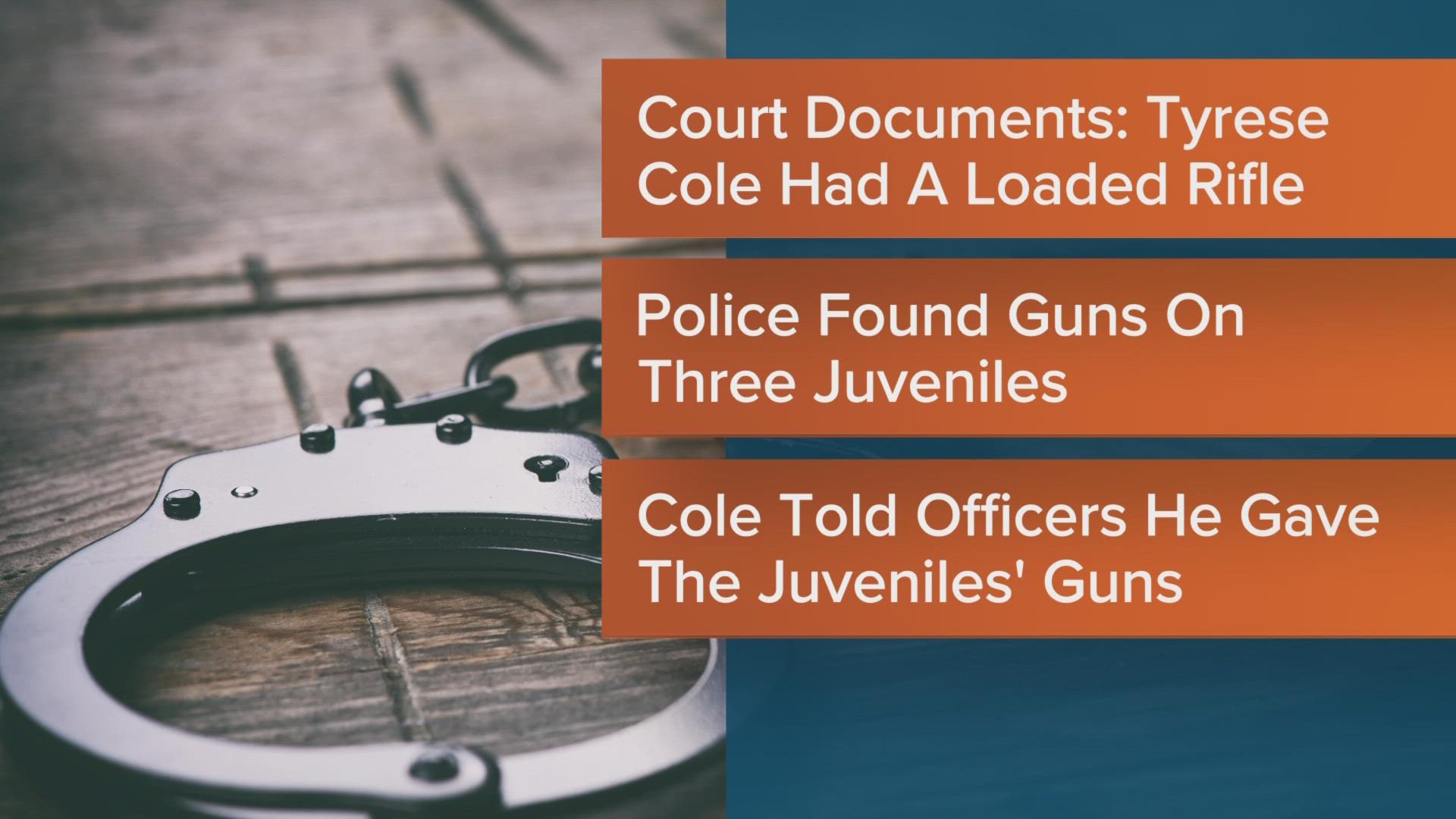 According to court documents, Tyrese Cole had a rifle with the safety off and set to fire with a live 300 blackout round in the chamber.