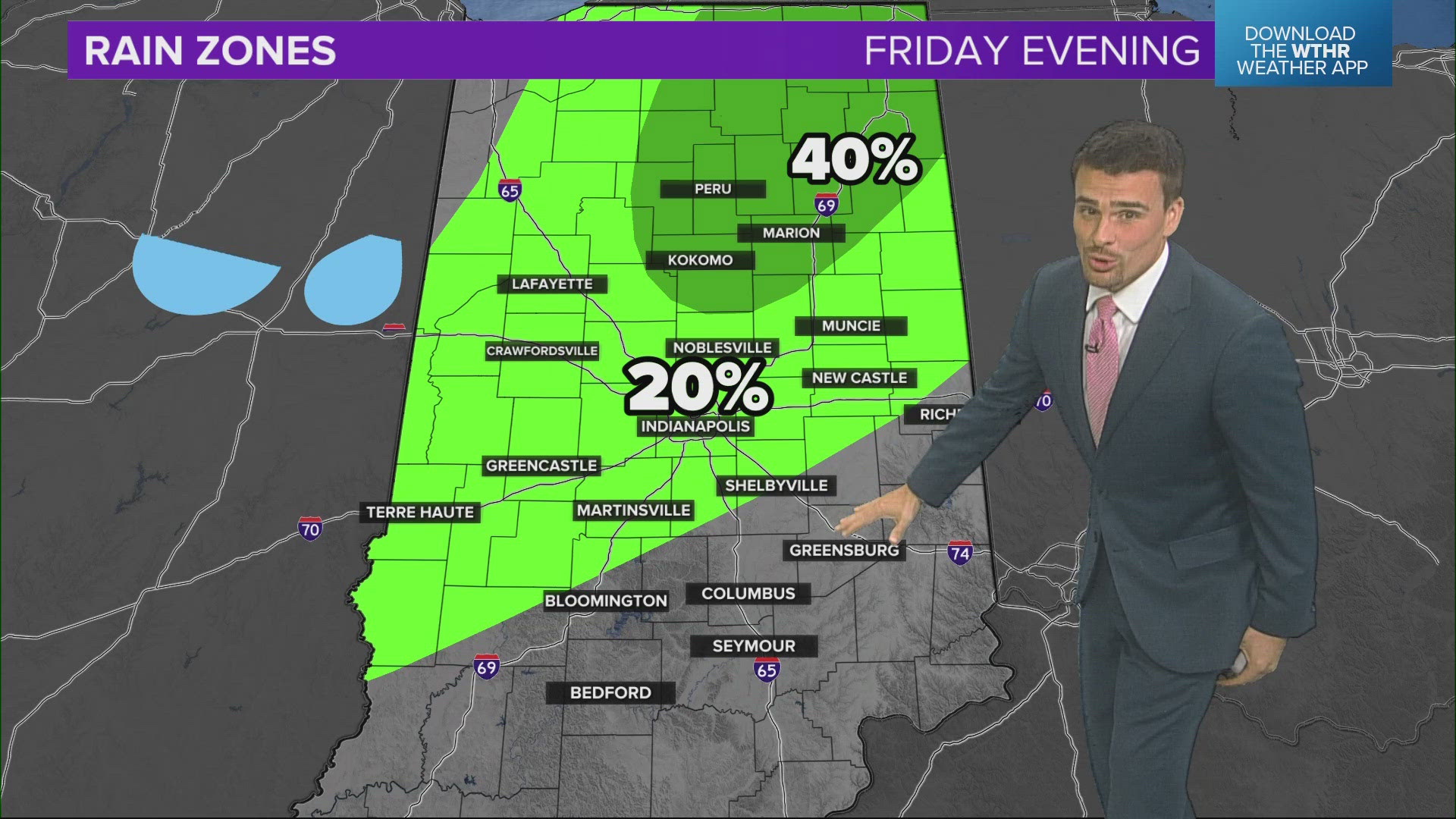 13News meteorologist Matt Standridge says there's chances for spotty showers in central Indiana for Operation Football on Friday.