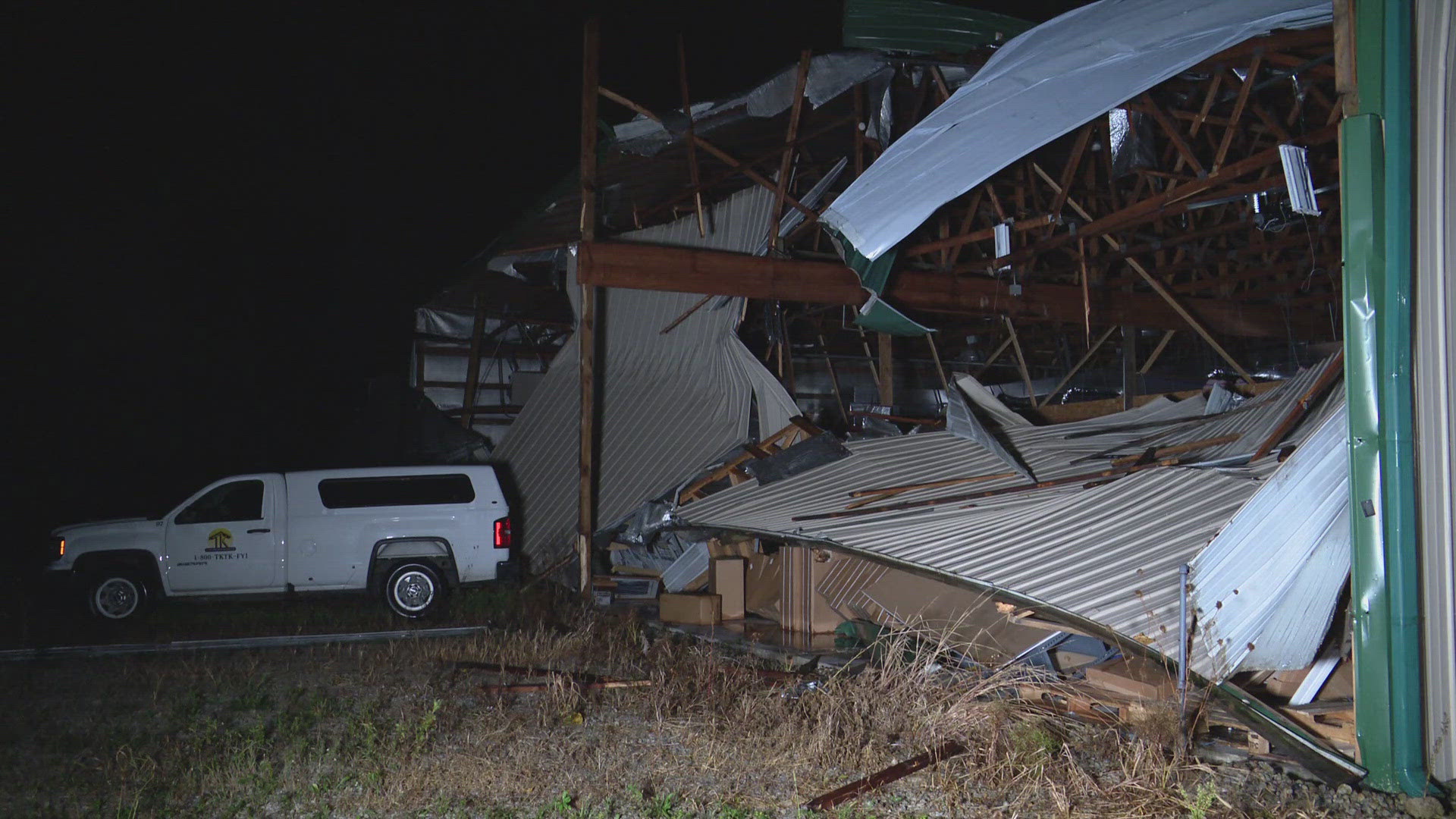 An entire side of the building was ripped through by the tornado Sunday evening.