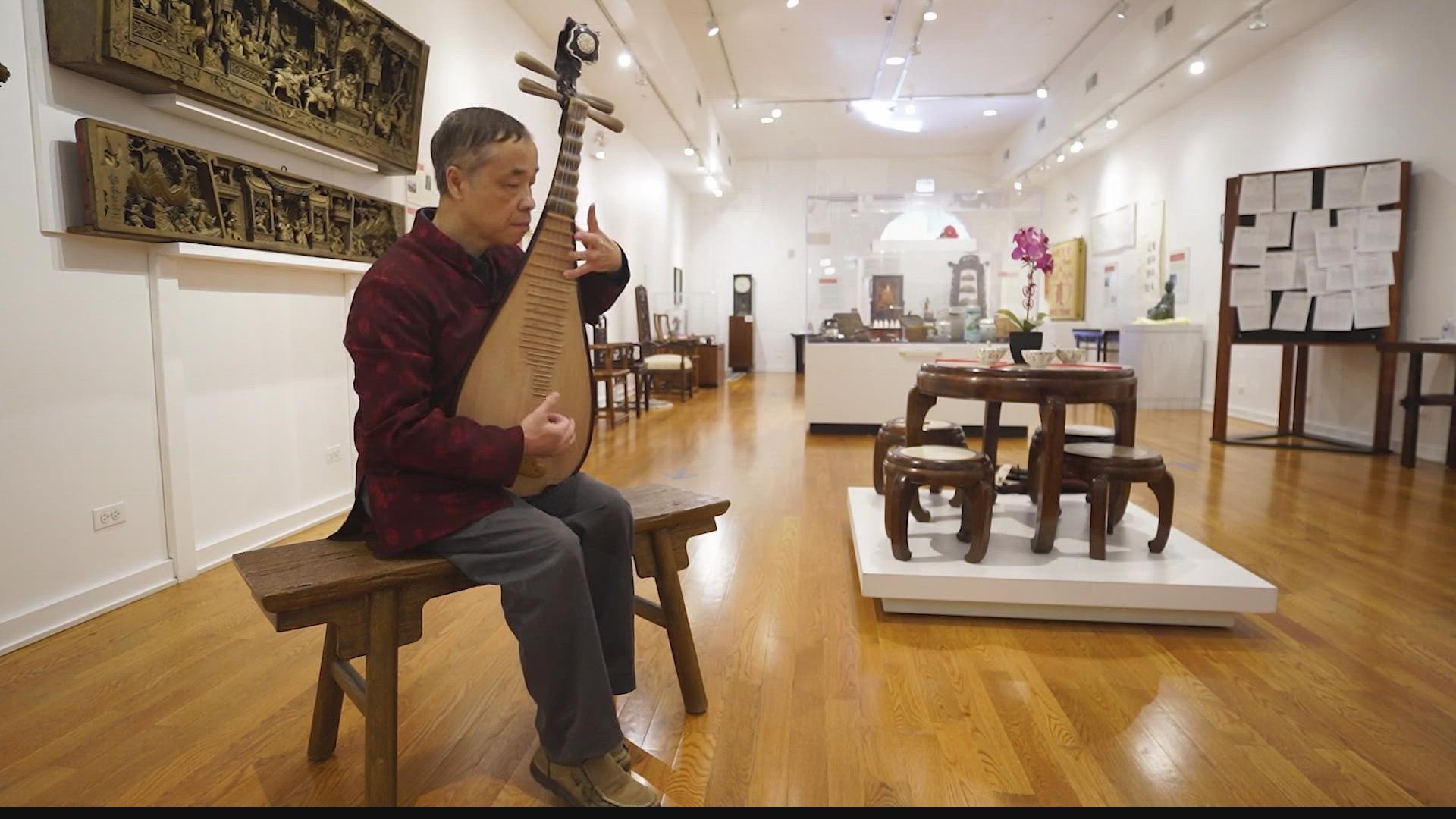 Our search to learn more about Chinese culture in America took us to a Chicago musician who plays a variety of instruments.