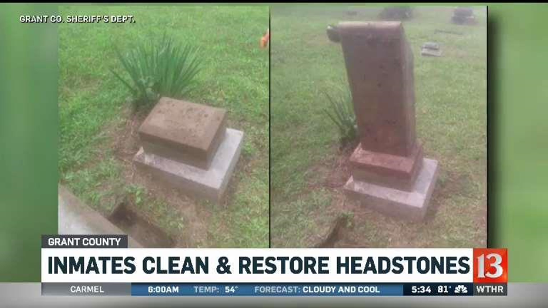 Inmates clean and restore headstones