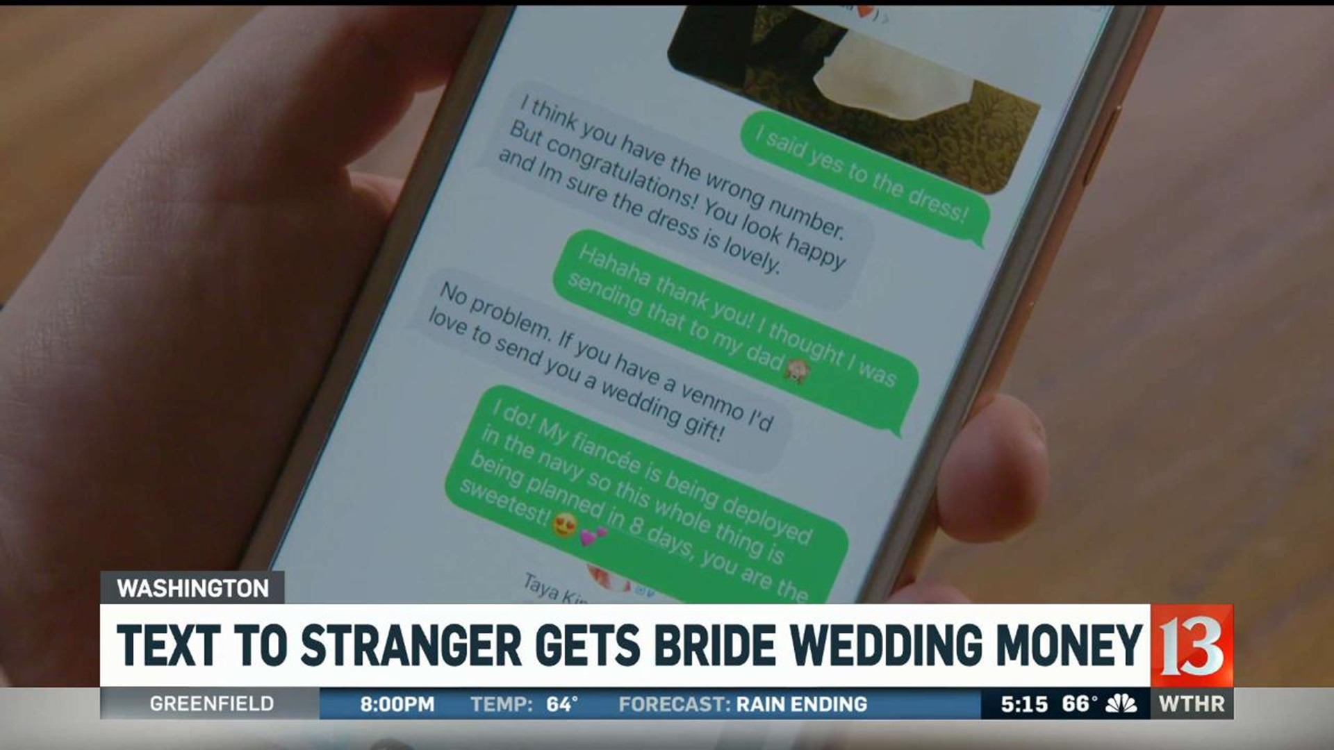 Text to stranger gets bride wedding money