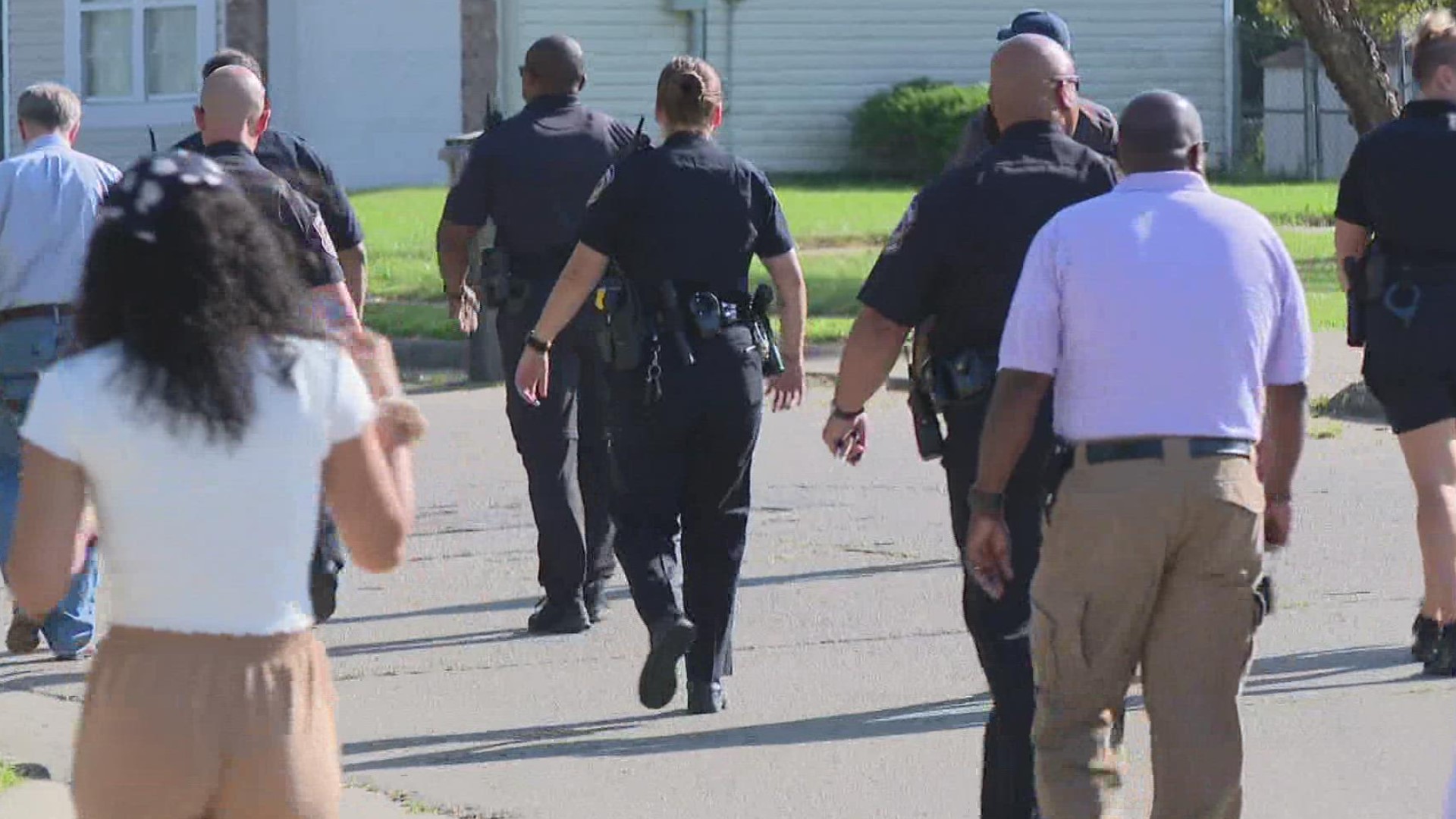 Mayor Hogsett and IMPD Chief Taylor walked with east side residents Wednesday night to talk about public safety.