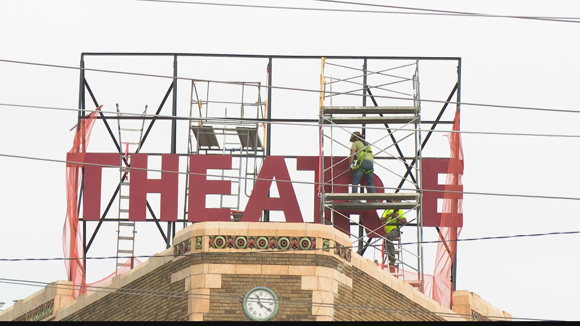 The Madam Walker Legacy Center started the process of updating its historic rooftop sign.