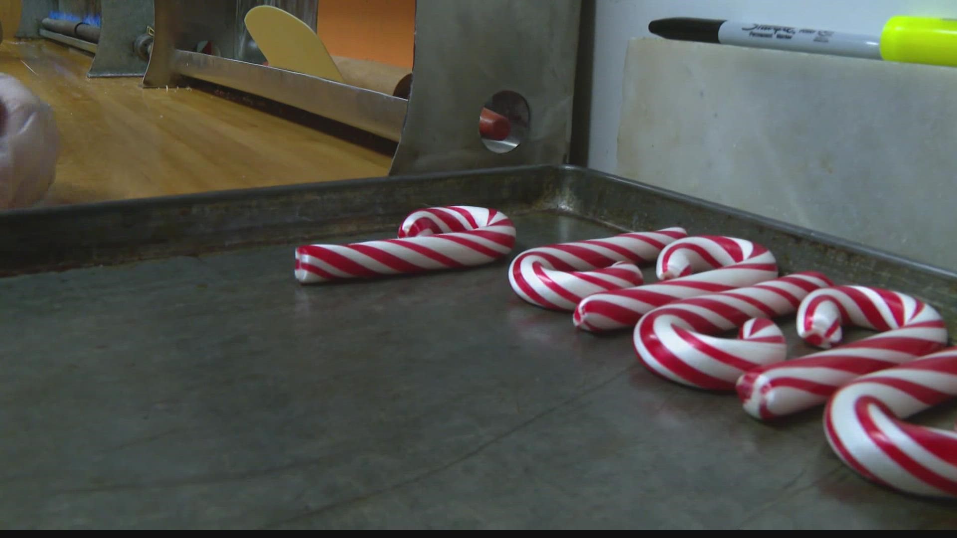 The store said they handmake 35,000-40,000 candy canes per year.