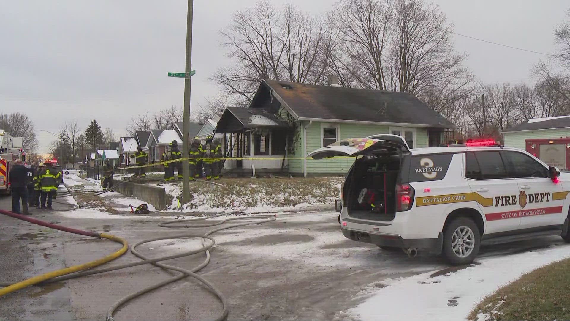 The fire happened Monday afternoon at a home near East 25th Street and North Keystone Avenue.