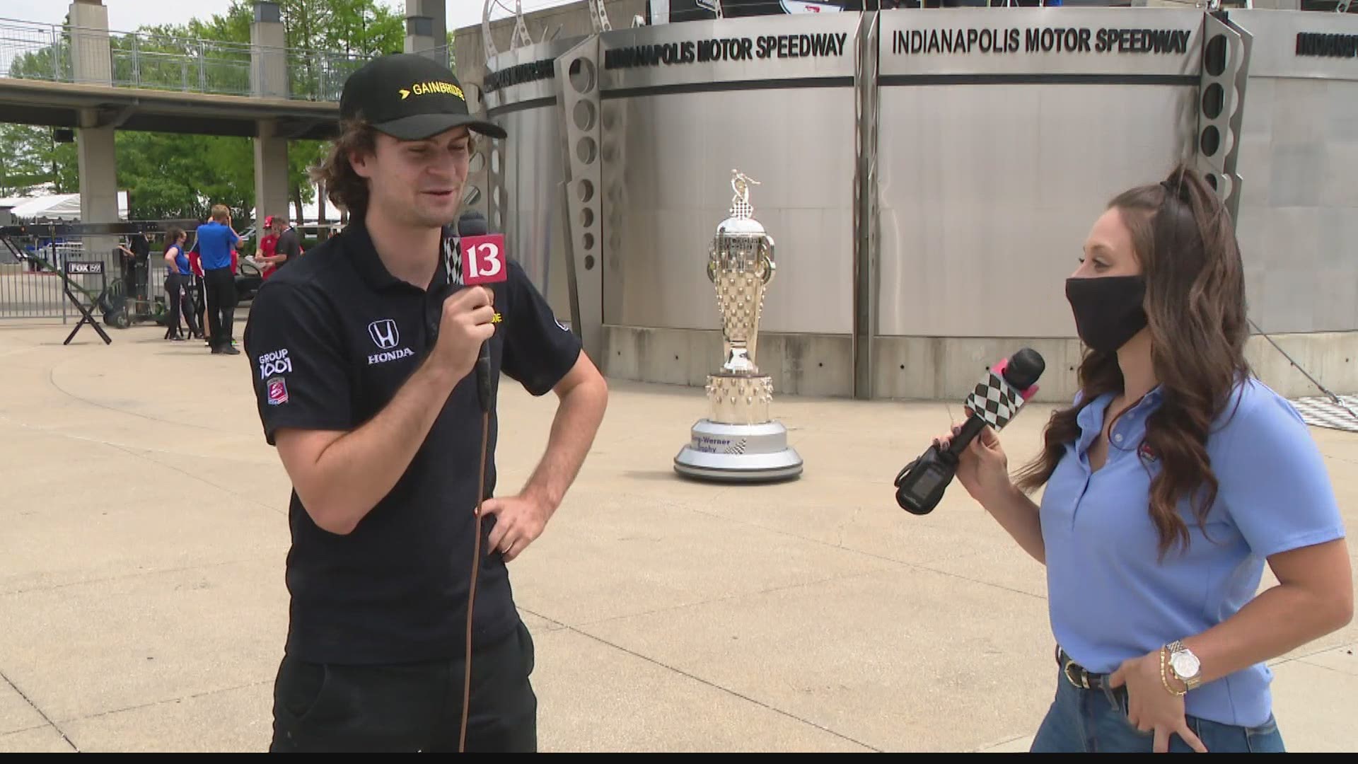 Taylor Tannebaum talks with IndyCar driver Colton Herta about his chances in today's Indy 500.