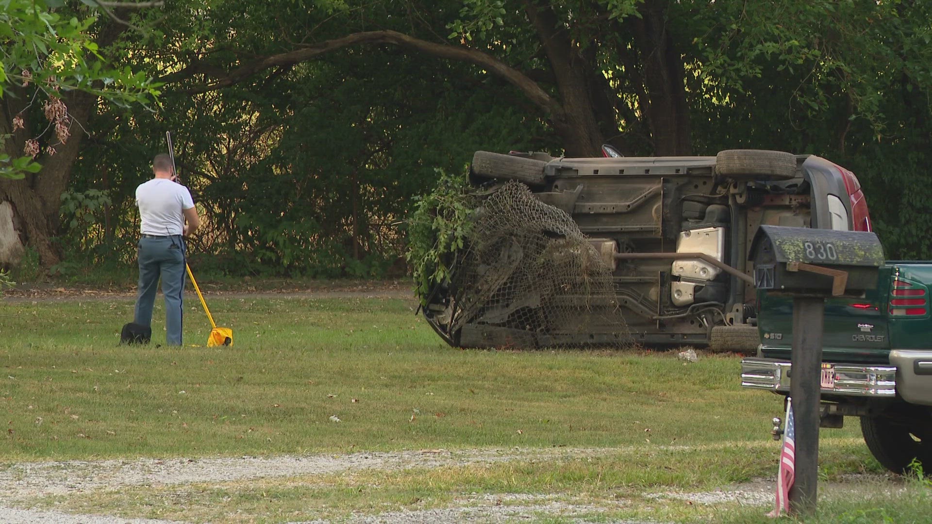 In an alert from INDOT, state police said a car rolled off the right side of Interstate 70 westbound, near South Warman Avenue.