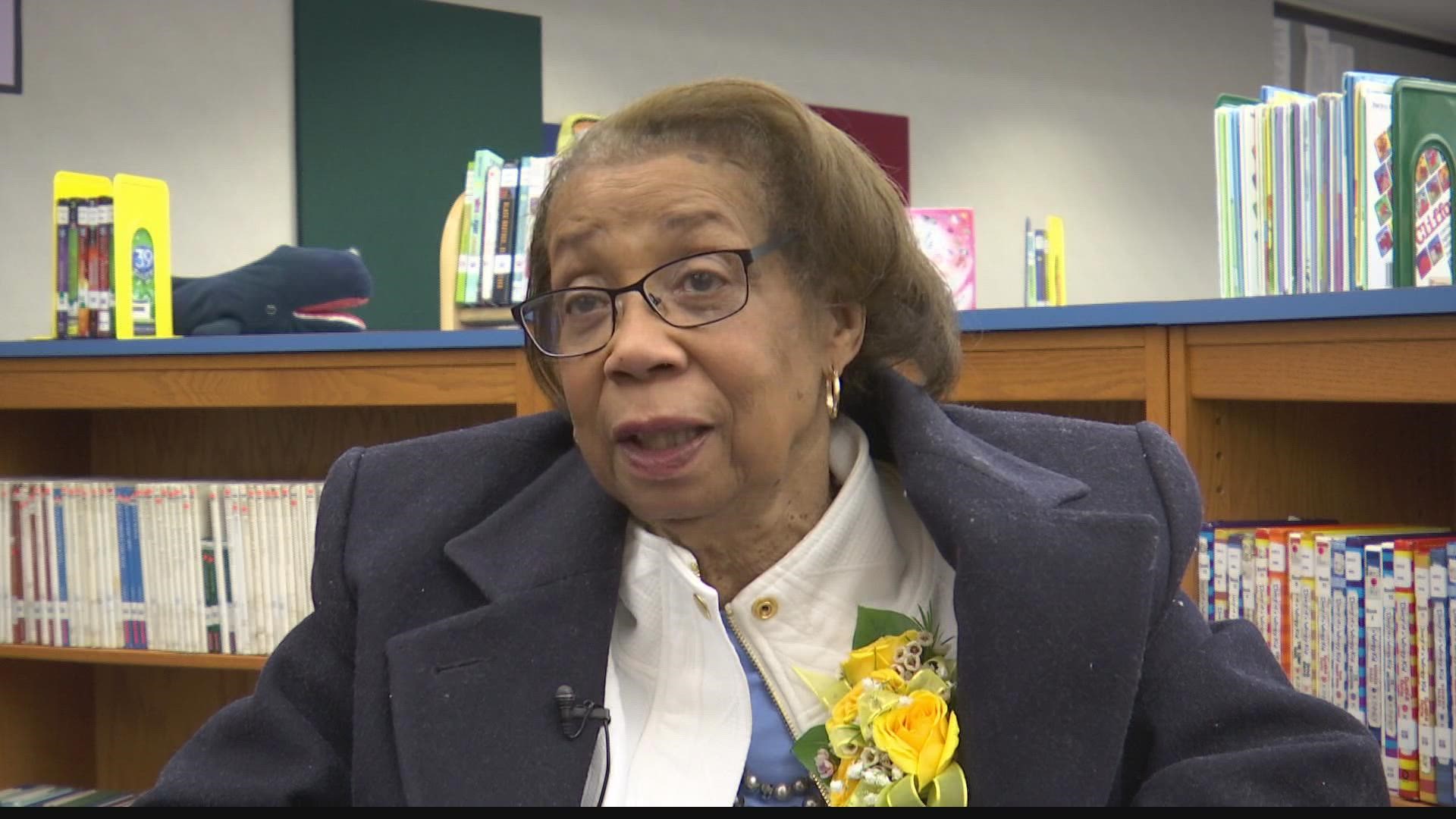 Annie Burns-Hicks taught for more than 40 years at the school, mostly first grade.