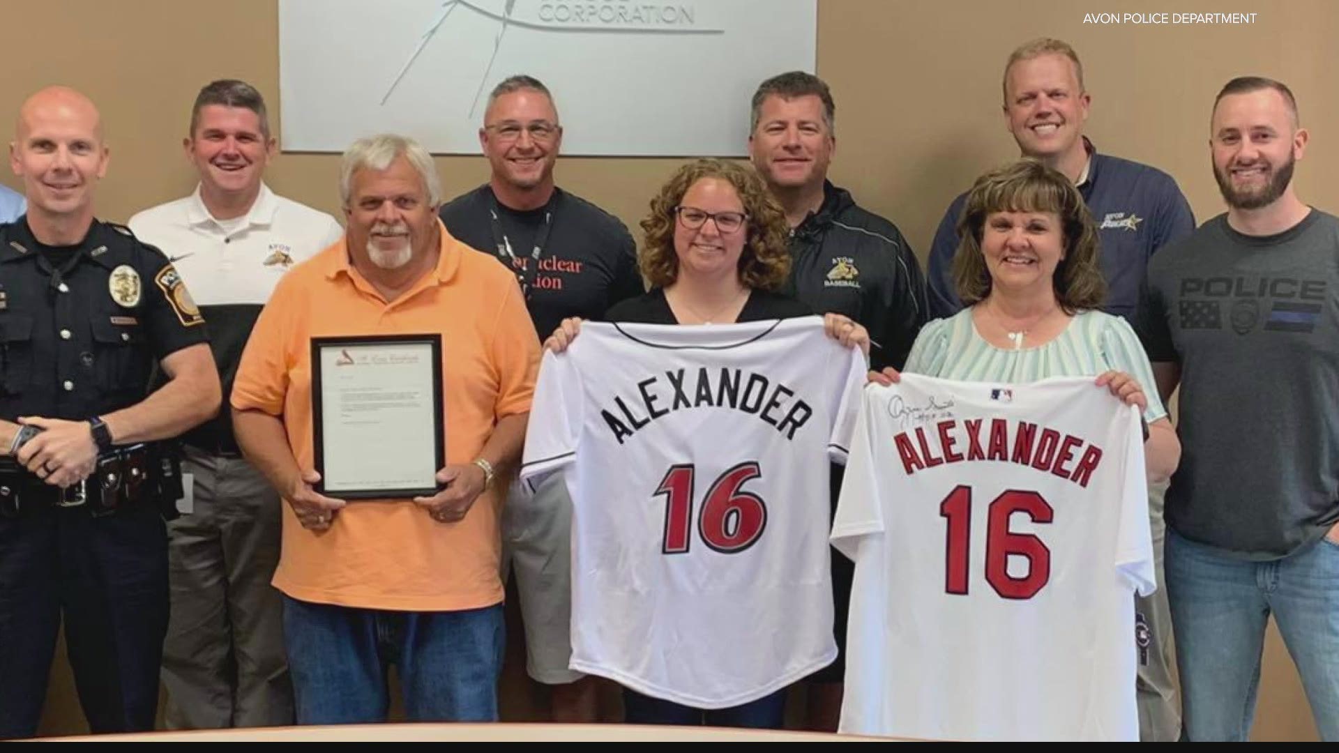 Matt Alexander's family received two customized baseball jerseys thanks to generous members of the community.