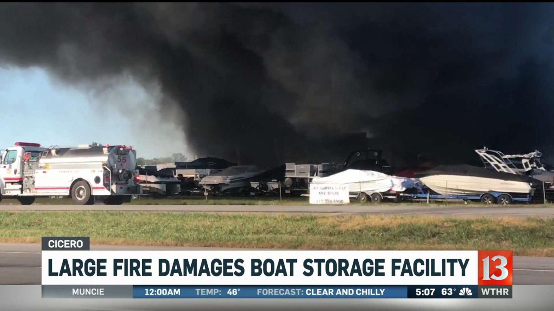 Large fire damages boat storage facility