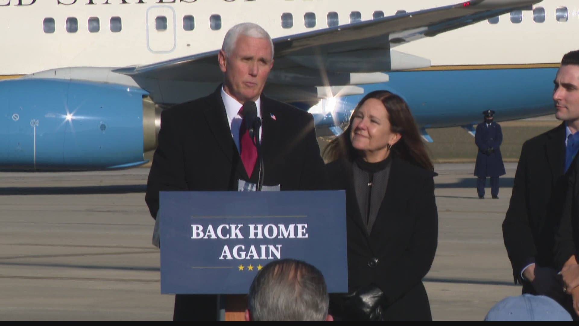 'There's no place like home,' Pence told a crowd in Columbus Wednesday.