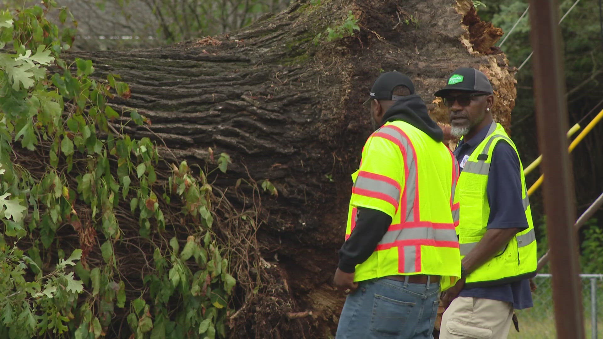 13News reporter Anna Chalker takes a look at some of the damage two days after Hurricane Helene remnants brought heavy rain and wind to Indiana.