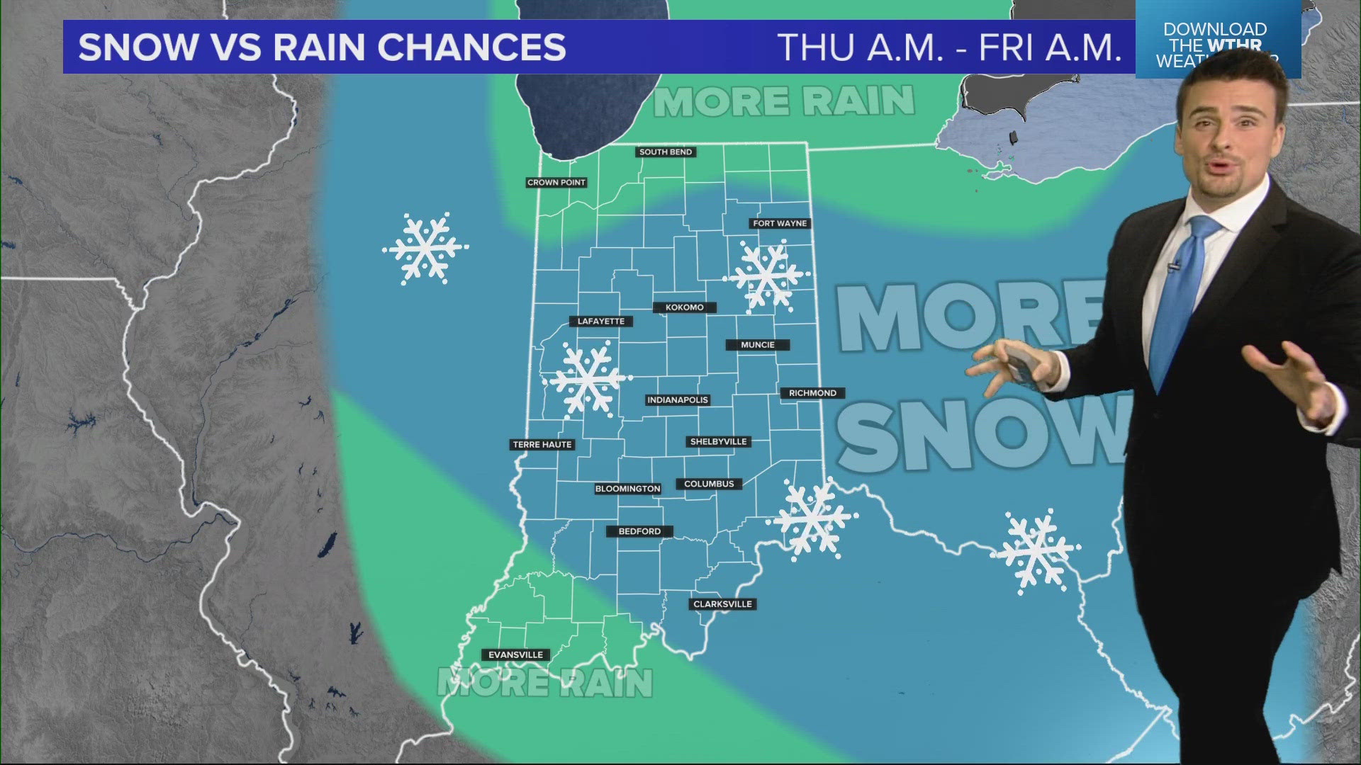 A powerful cold front will drop temperatures this week back to some 30s and 40s, bringing the chance for a mix of rain showers and snow showers at times with wind.