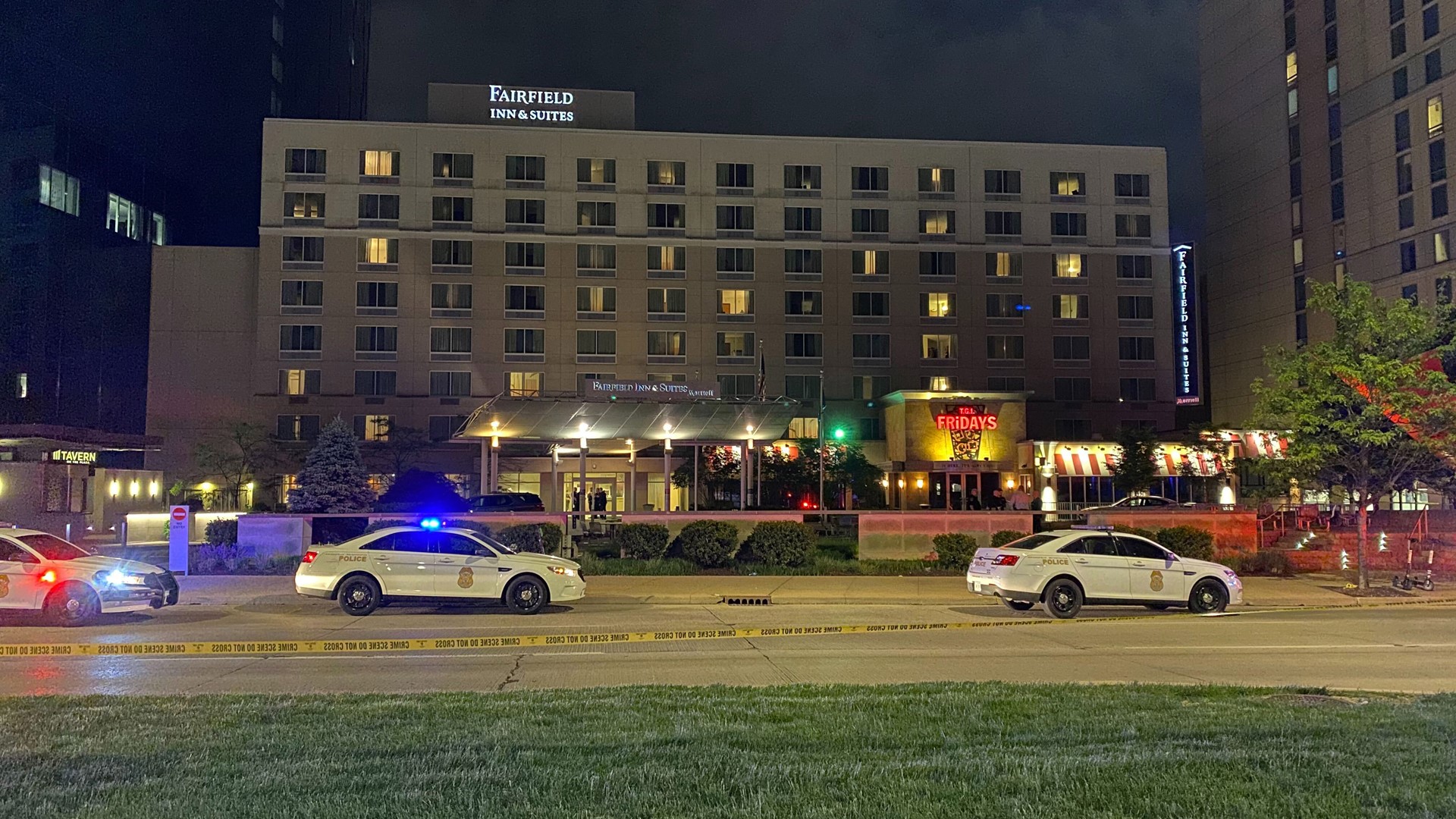 Police say three people, not four, were shot at a downtown Indianapolis hotel overnight. Two men died.