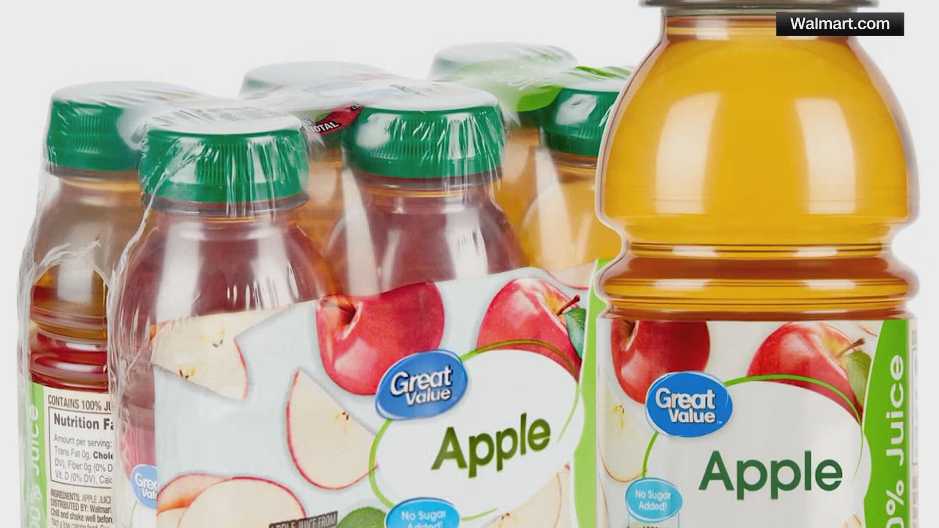 The recall applies to 9,535 cases of Great Value brand apple juice sold in 25 states, Puerto Rico and the District of Columbia.