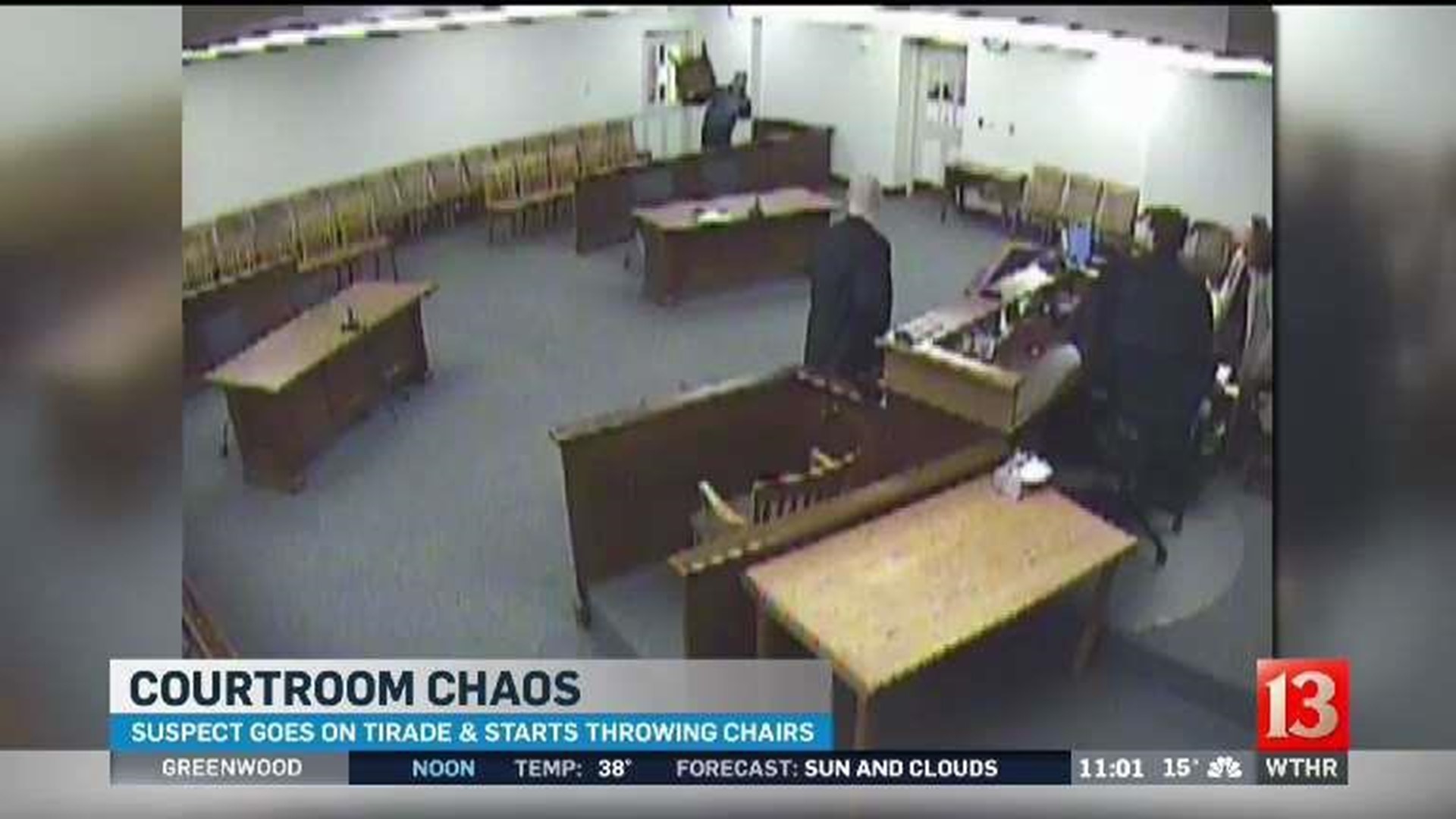 Defendant tosses chairs across courtroom