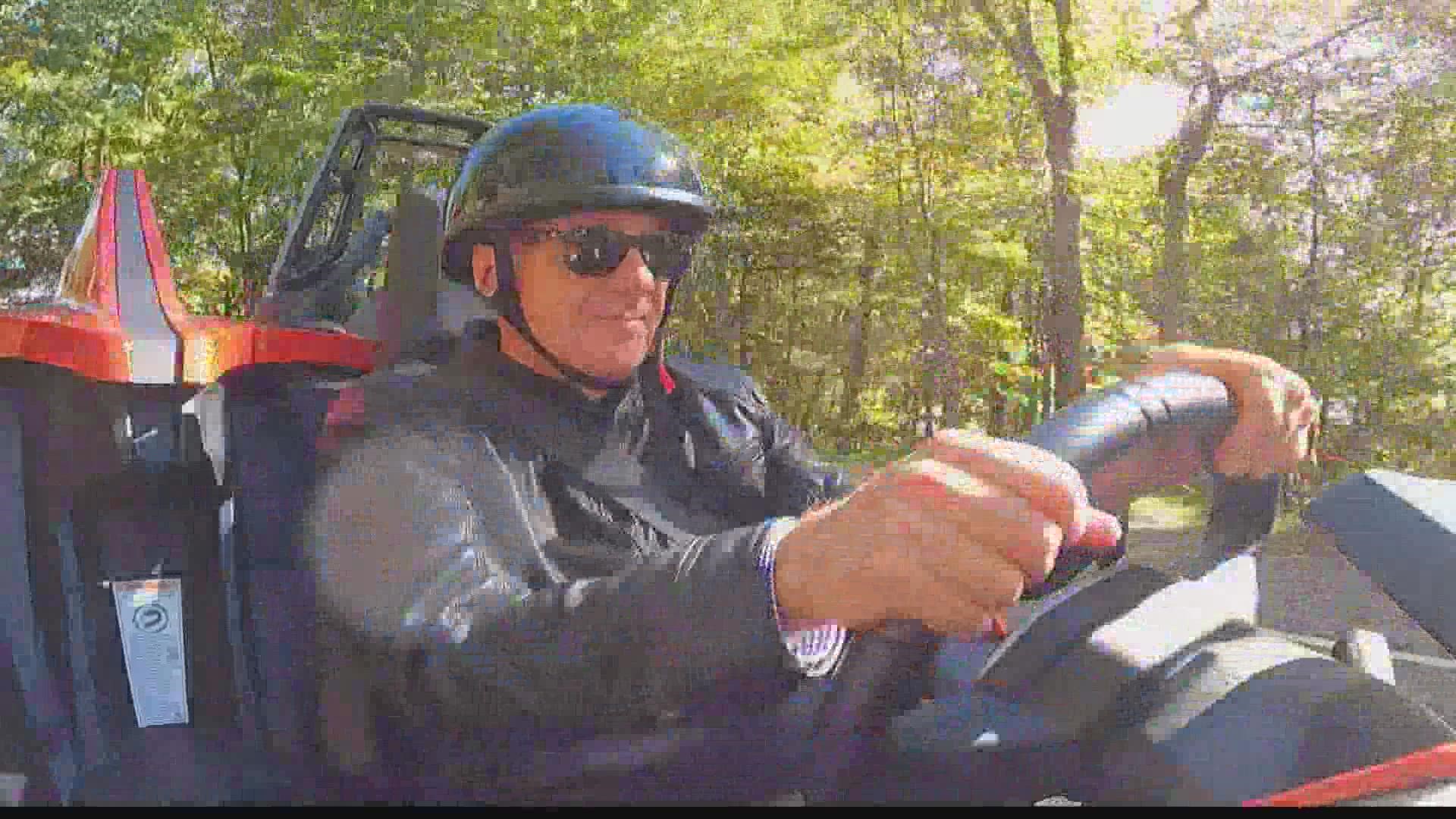 It was a 360-degree thrill as Chuck drove along the Blue Ridge Parkway in the Polaris Slingshot.