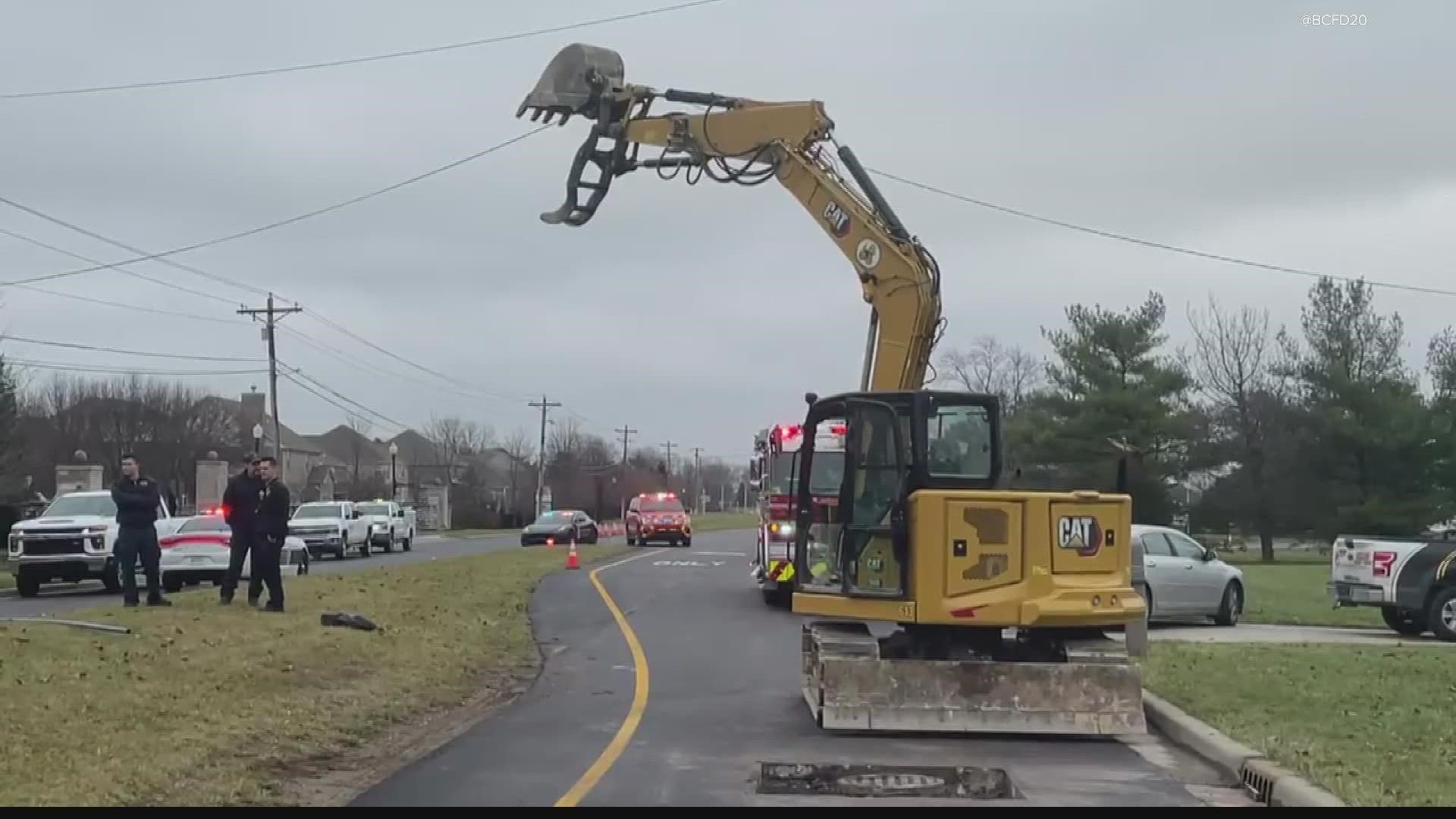 Investigators said the man made contact with power lines while attempting to untangle them from an excavator in Bargersville.